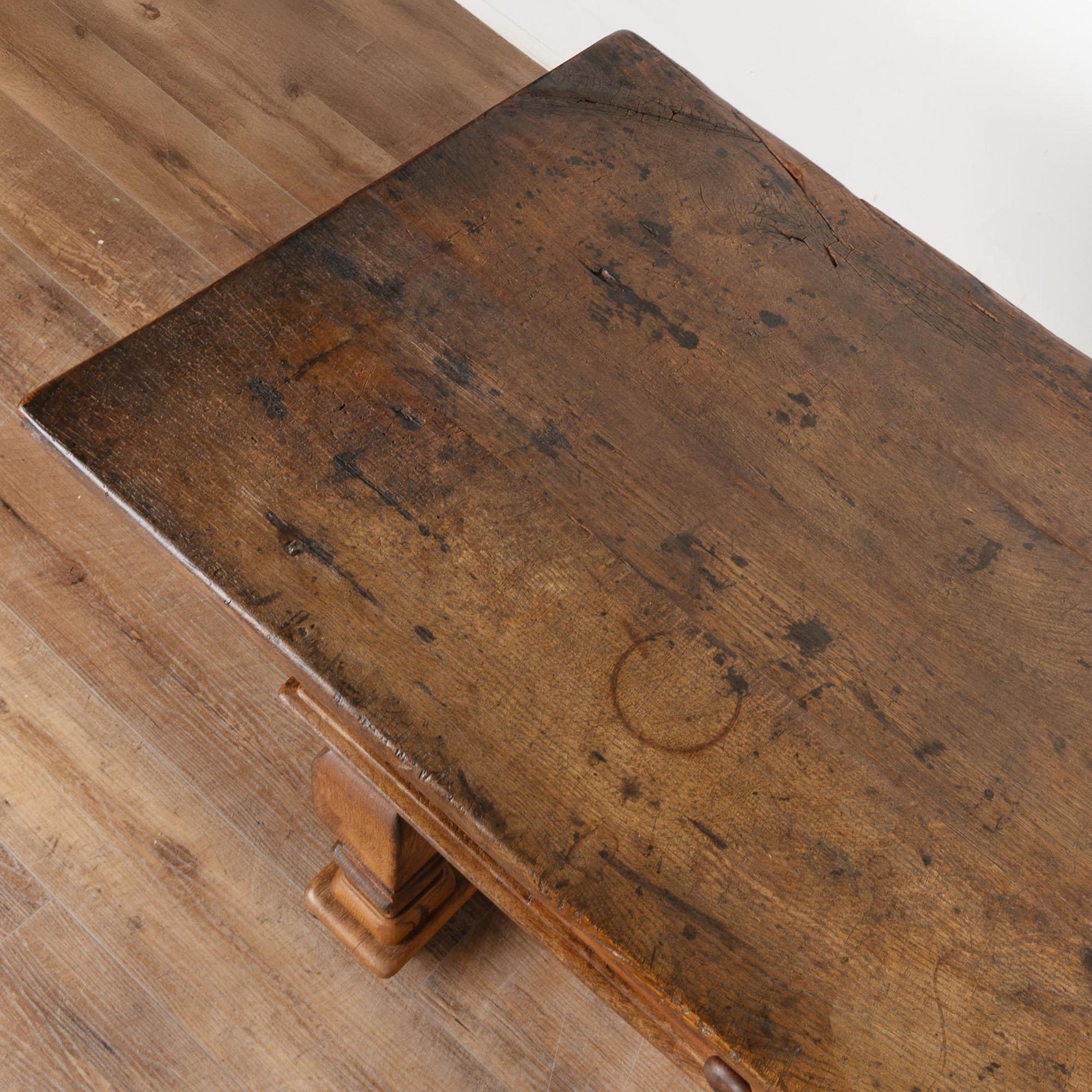 Iron Early 19th Century Oak Library Refectory Console Table, Denmark For Sale
