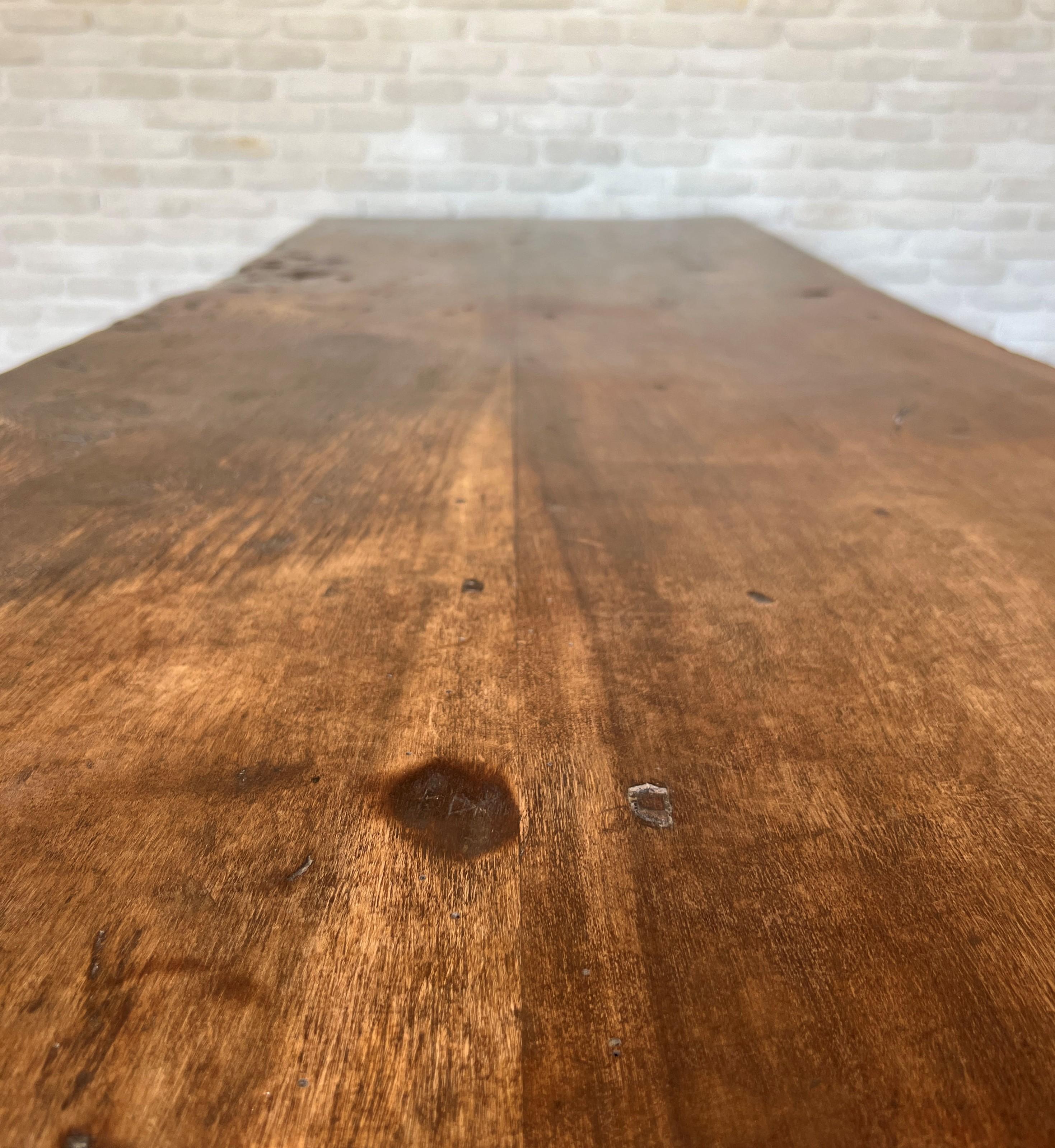 Mesa caballete de refectorio de roble de principios del siglo XIX en venta 6