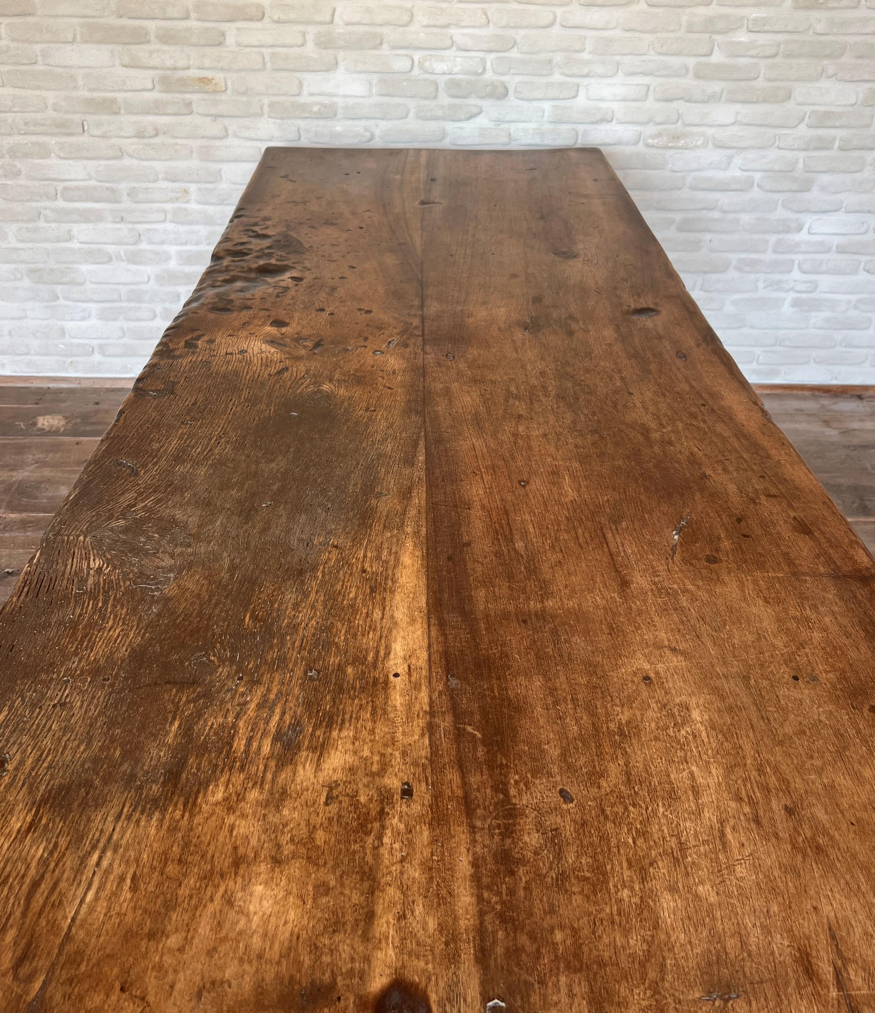 Mesa caballete de refectorio de roble de principios del siglo XIX en venta 7