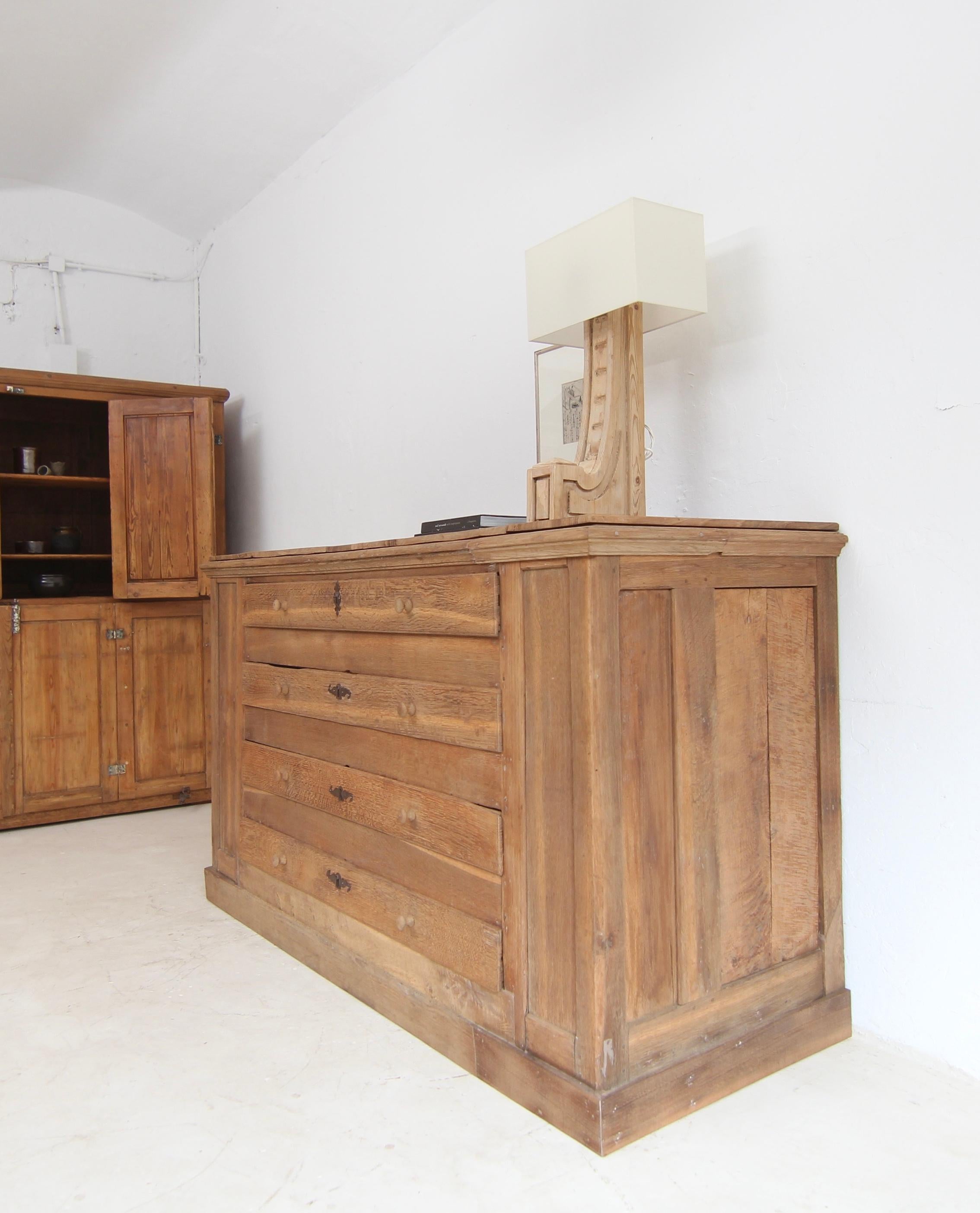 Sakristei-Schubladenschrank aus Eiche aus dem frühen 19. (Europäisch) im Angebot