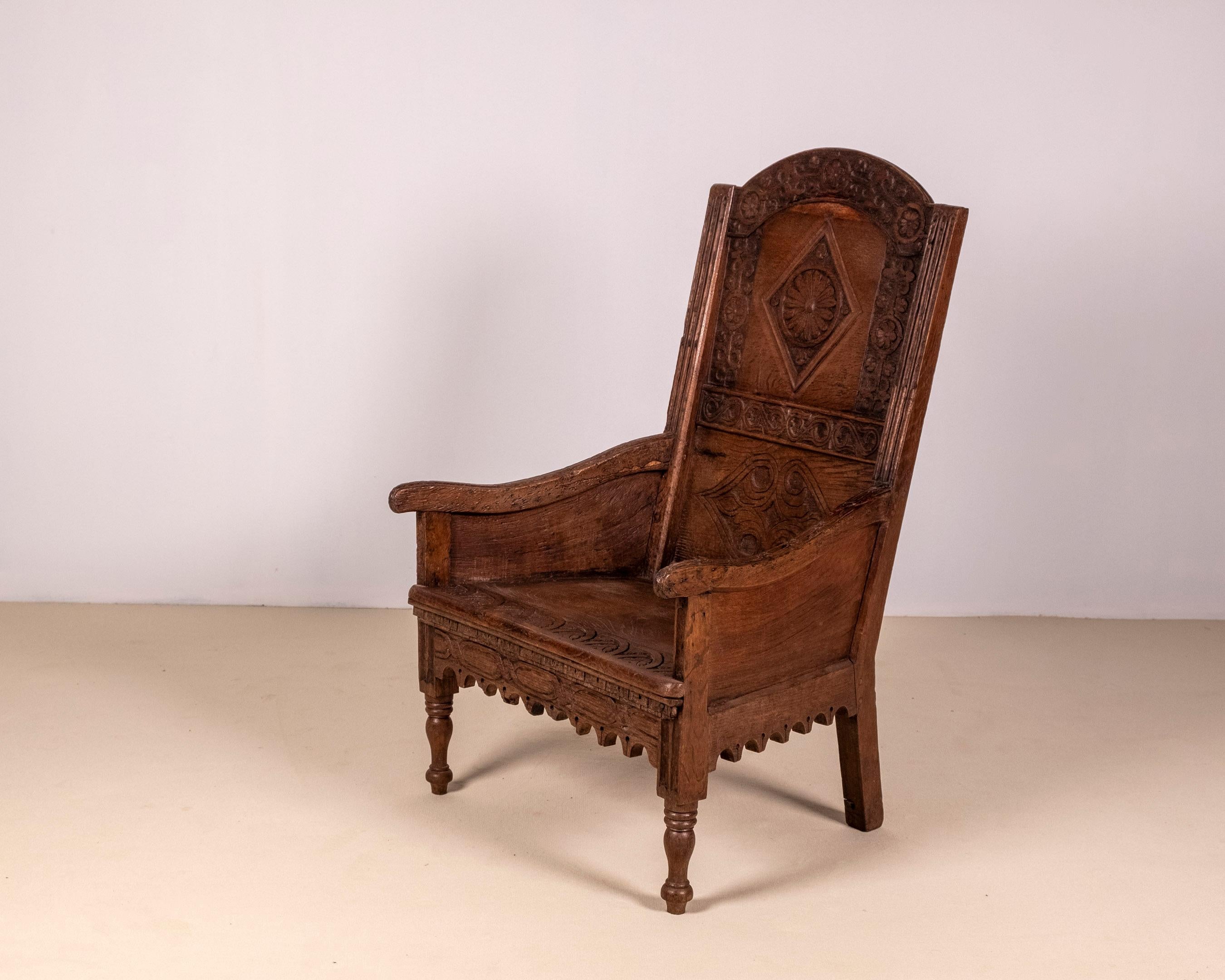 Silla con arrimadero de roble de principios del siglo XIX en Bastante bueno estado para la venta en Balen, BE