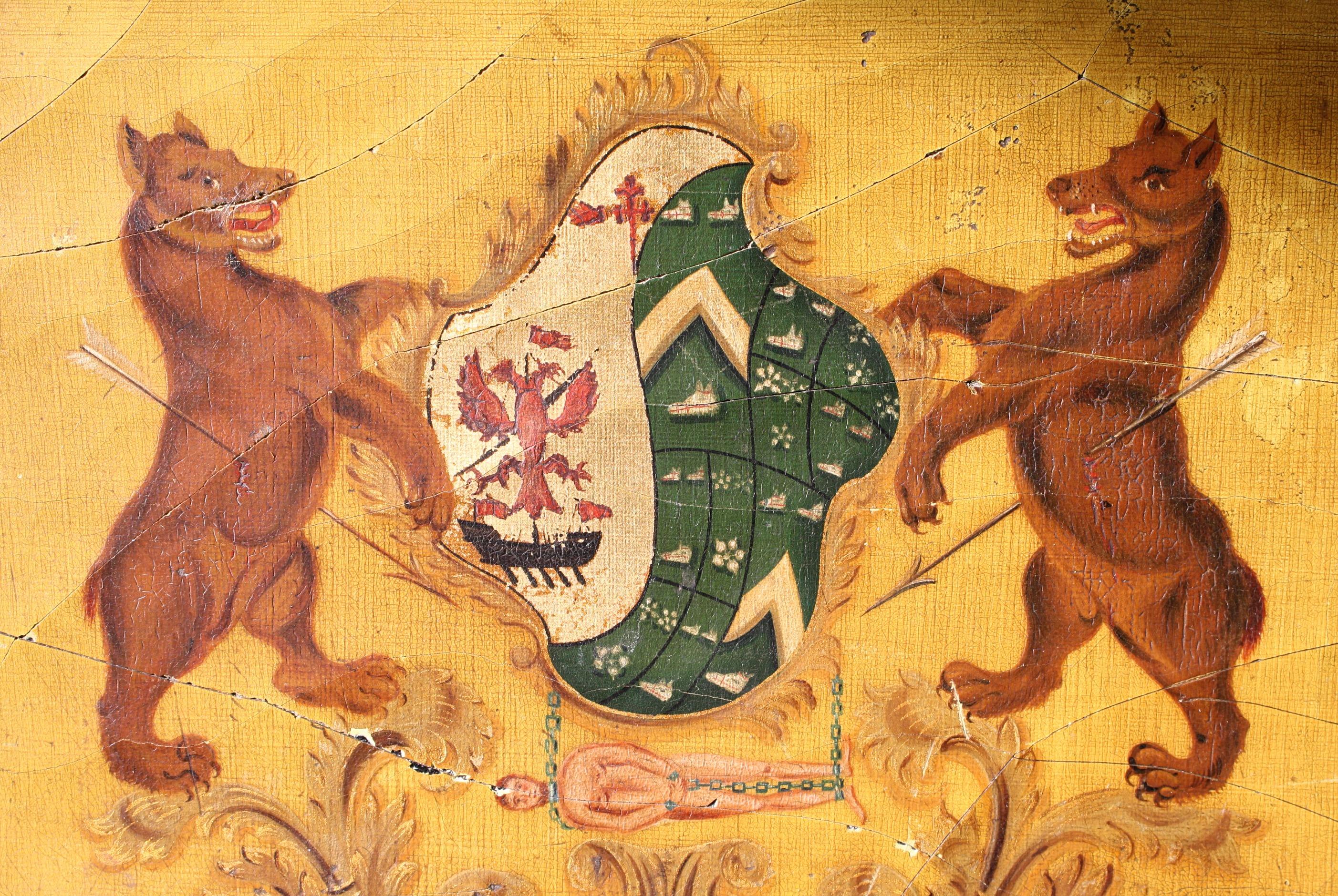 XIXe siècle Début du 19e siècle Huile sur panneau Panneau de carrosse Armoiries Héraldique