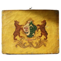 Début du 19e siècle Huile sur panneau Panneau de carrosse Armoiries Héraldique