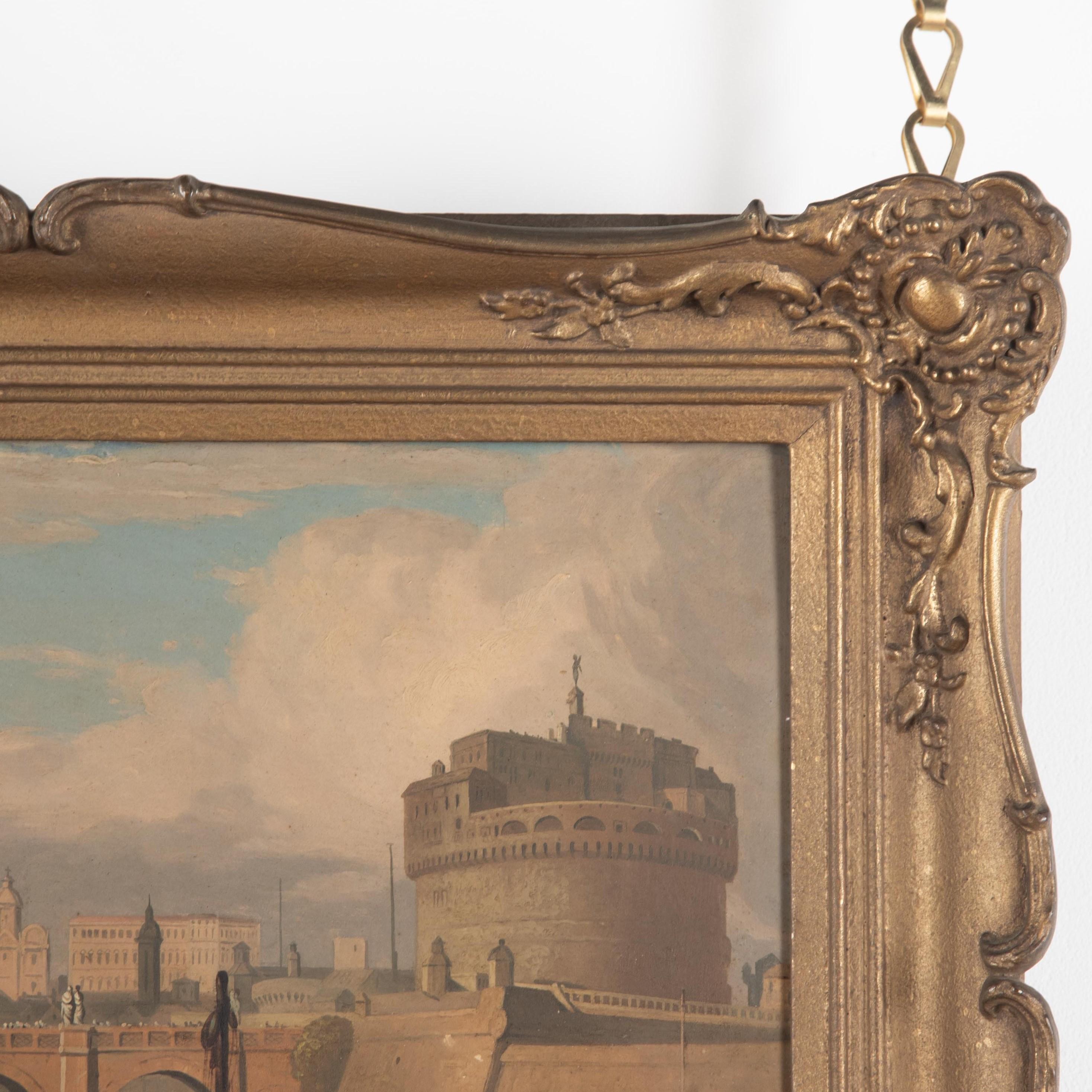 Italian Early 19th Century Oil on Panel of Rome For Sale