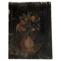Huile sur toile du début du 19e siècle Nature morte au bouquet de fleurs