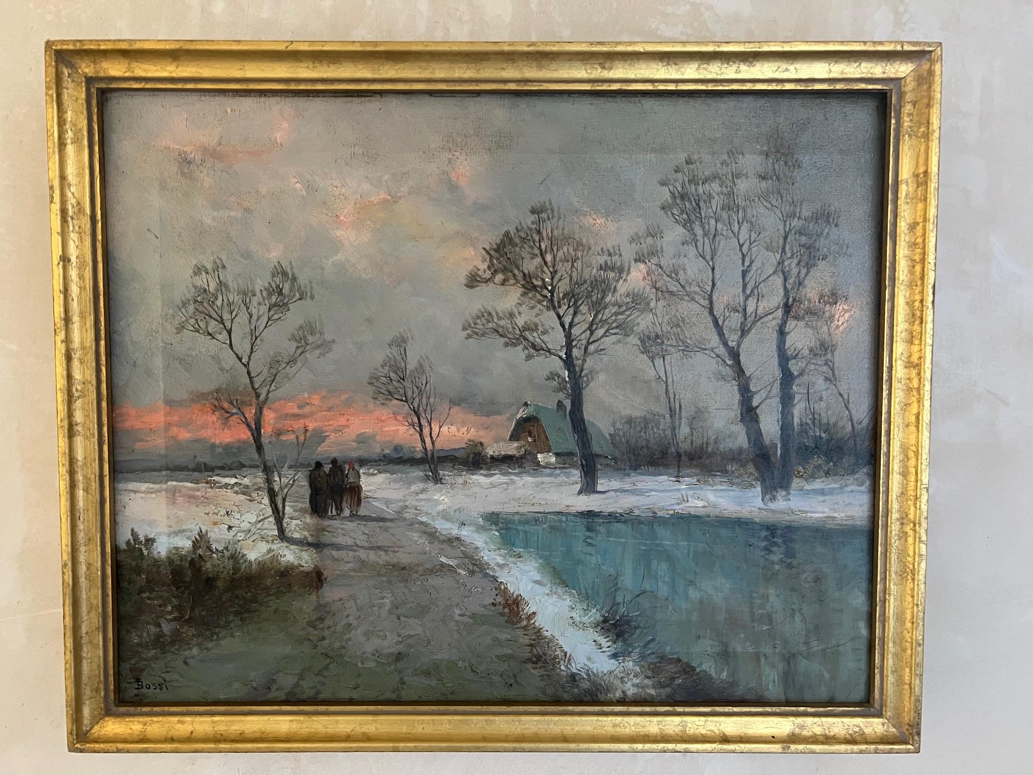 XIXe siècle Peinture à l'huile du début du 19e siècle par J. D. A. Bossi, Signé en vente