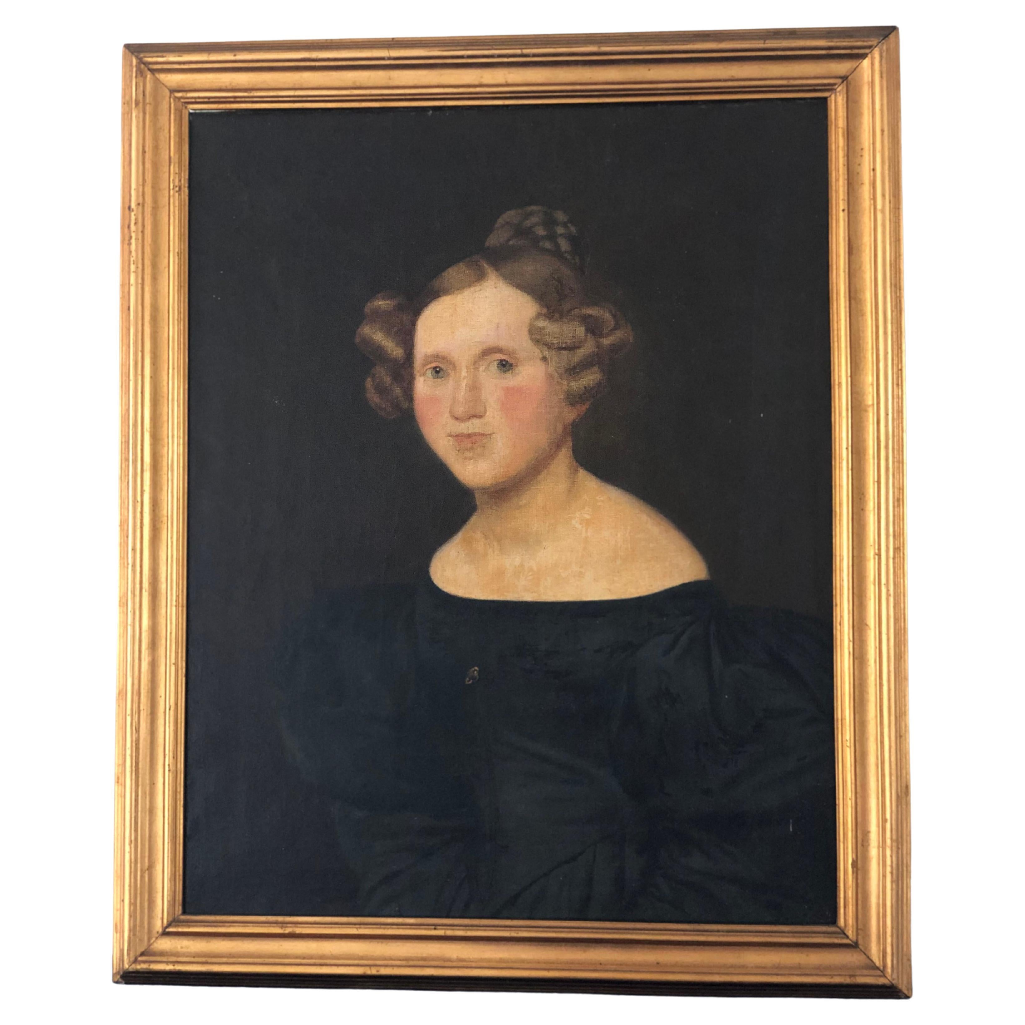 Peinture à l'huile du début du 19e siècle représentant une noble danoise en vente