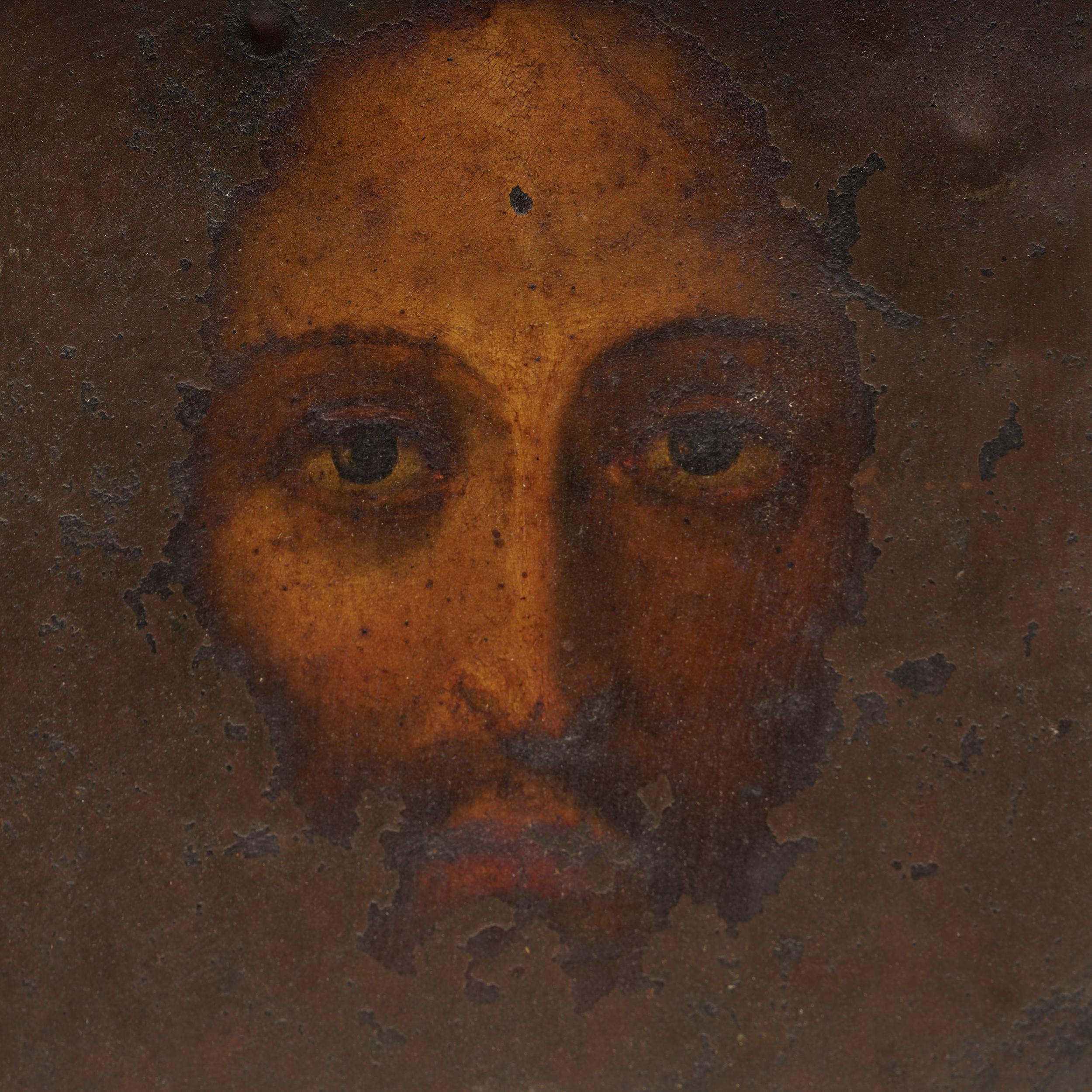 Italian Early 19th Century Oil Painting of Jesus on Copper Panel. For Sale