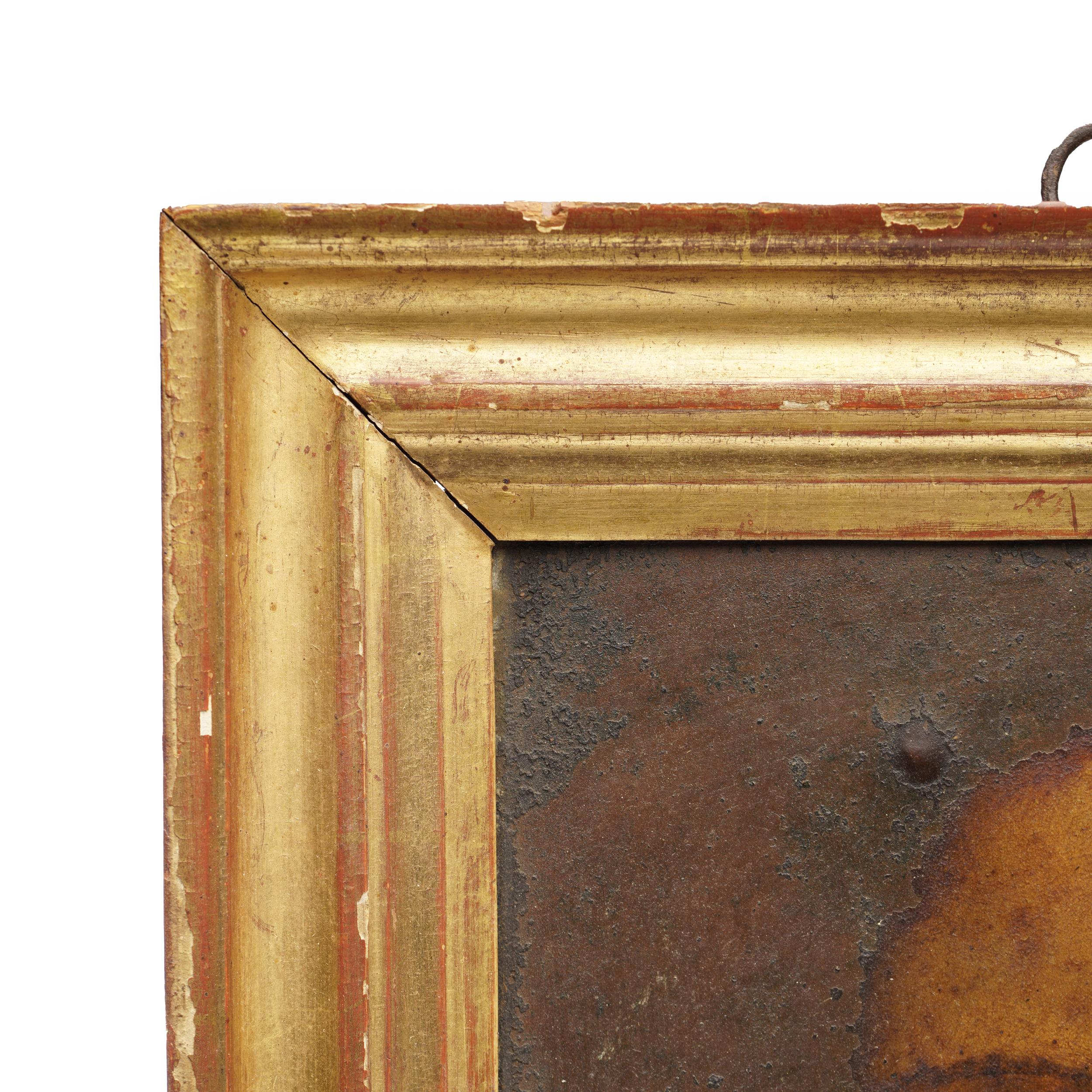 Huilé Peinture à l'huile du début du 19e siècle représentant Jésus sur panneau de cuivre. en vente