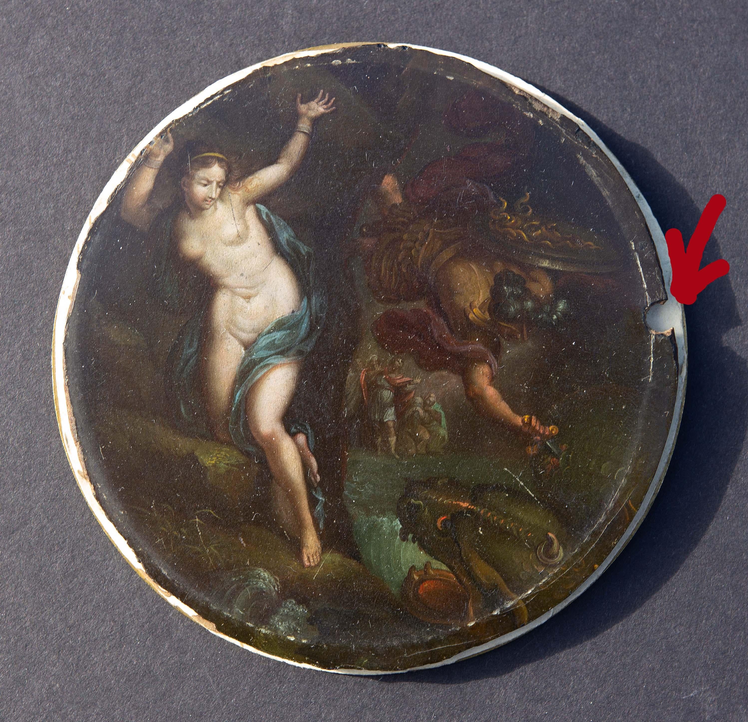 Early 19th Century Oil Painting of Perseus and Andromeda In Good Condition For Sale In Rochester, NY