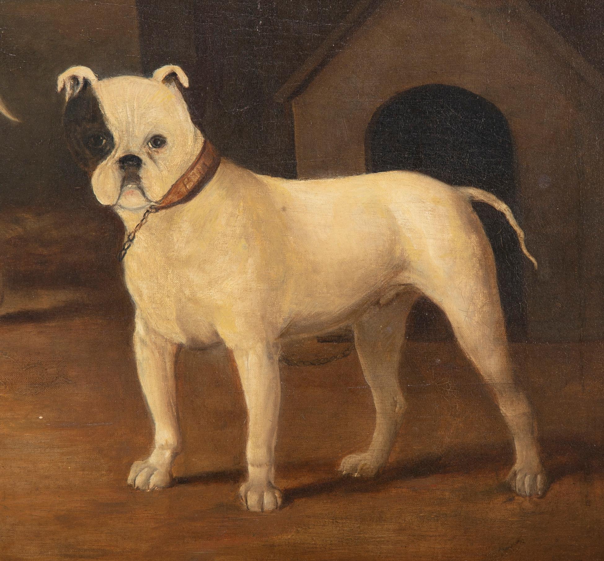 Peinture à l'huile du début du 19e siècle représentant trois chiens, faussement réalisée par A James Ward en vente 1