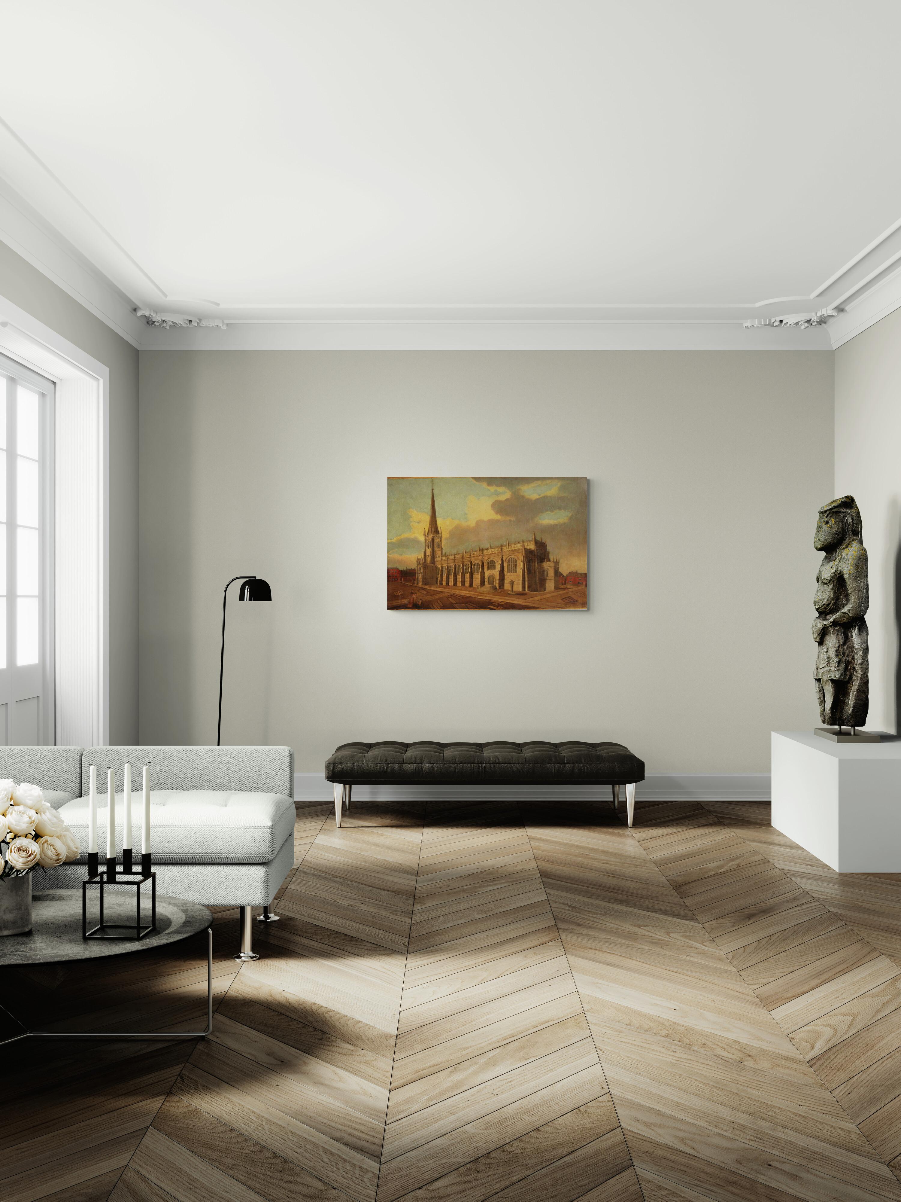 Early 19th Century Panting of Wakefield Cathedral, Yorkshire  —John Cawthorn For Sale 1