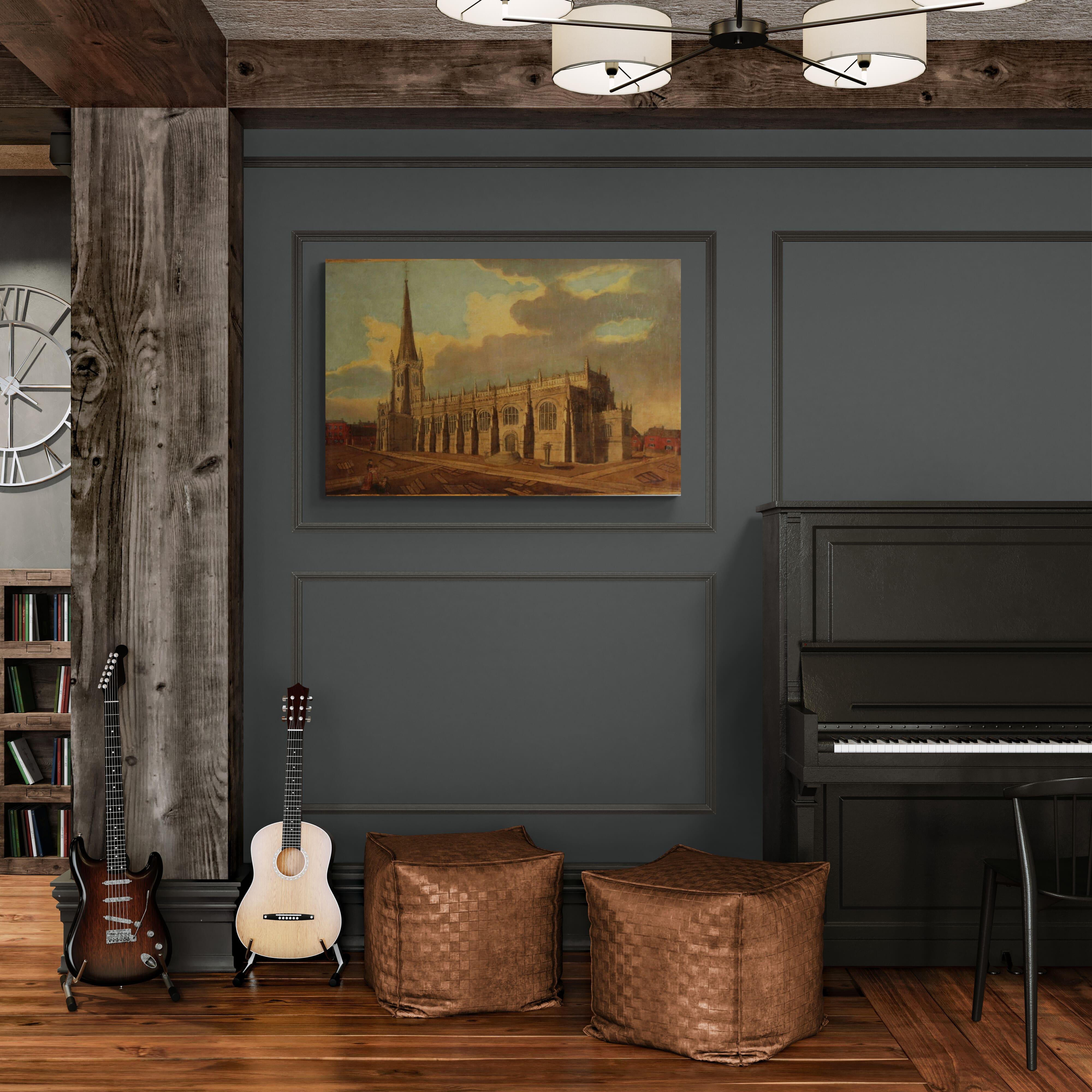 Early 19th Century Panting of Wakefield Cathedral, Yorkshire  —John Cawthorn For Sale 2