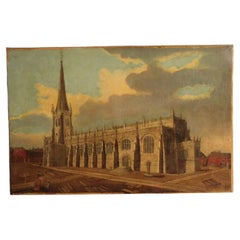 Early 19th Century Panting of Wakefield Cathedral, Yorkshire  —John Cawthorn