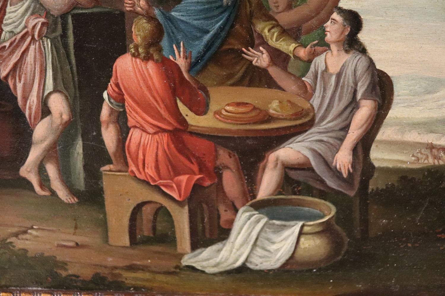 Huilé Peinture à l'huile sur panneau du début du XIXe siècle - Scène biblique en vente