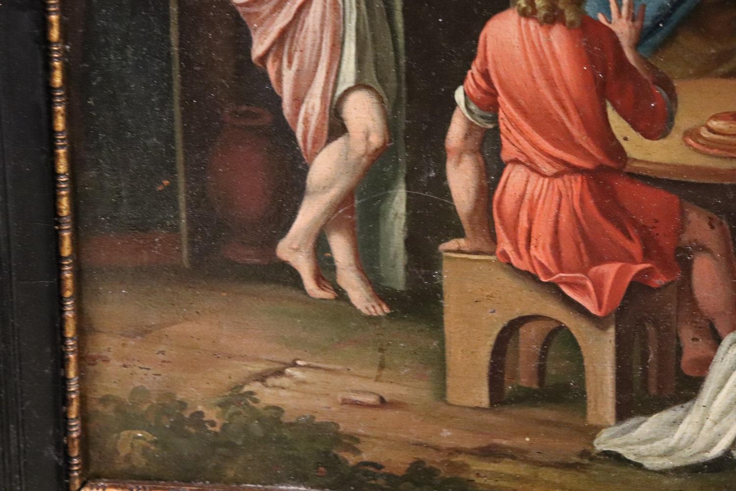 Début du XIXe siècle Peinture à l'huile sur panneau du début du XIXe siècle - Scène biblique en vente