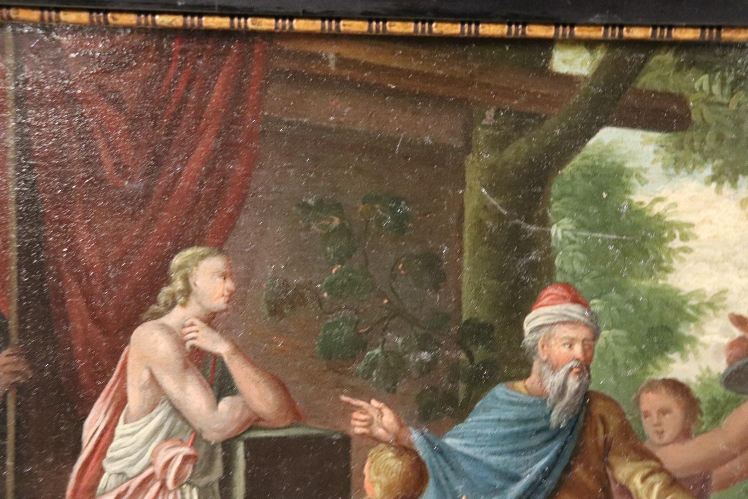 Bois Peinture à l'huile sur panneau du début du XIXe siècle - Scène biblique en vente