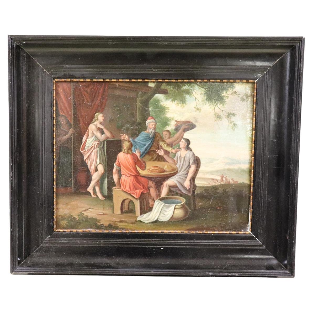 Early 19th Century Oil Painting on Board Biblical Scene