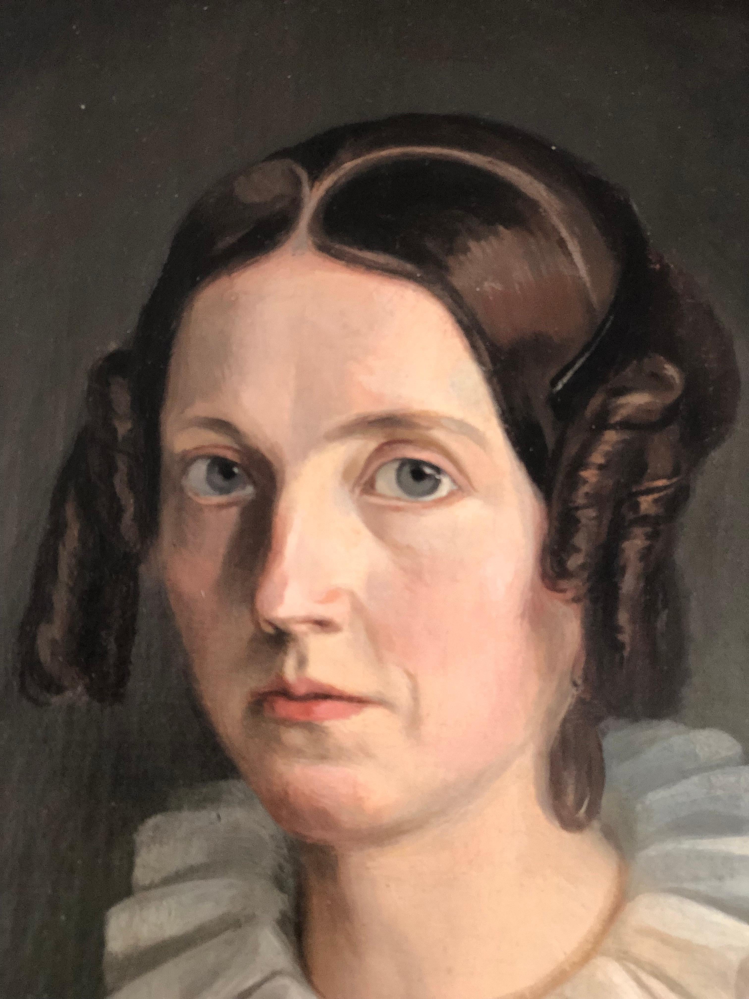 Hand-Painted Early 19th Century Oil Portrait Painting of a Swedish Lady Christina Fahlman