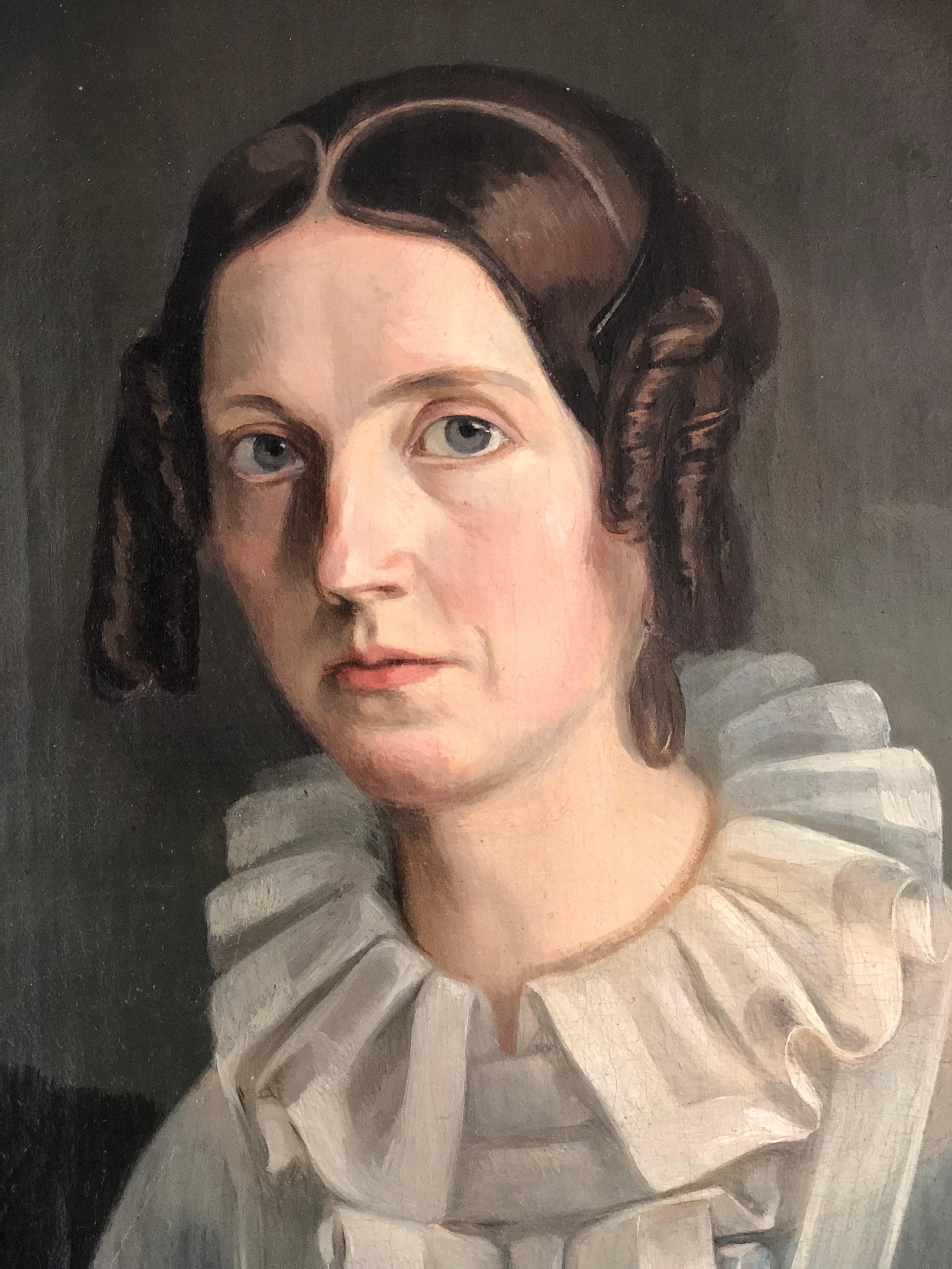 Canvas Early 19th Century Oil Portrait Painting of a Swedish Lady Christina Fahlman