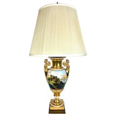 Early 19th Century Old Paris Porcelain Urn Form Lamp.