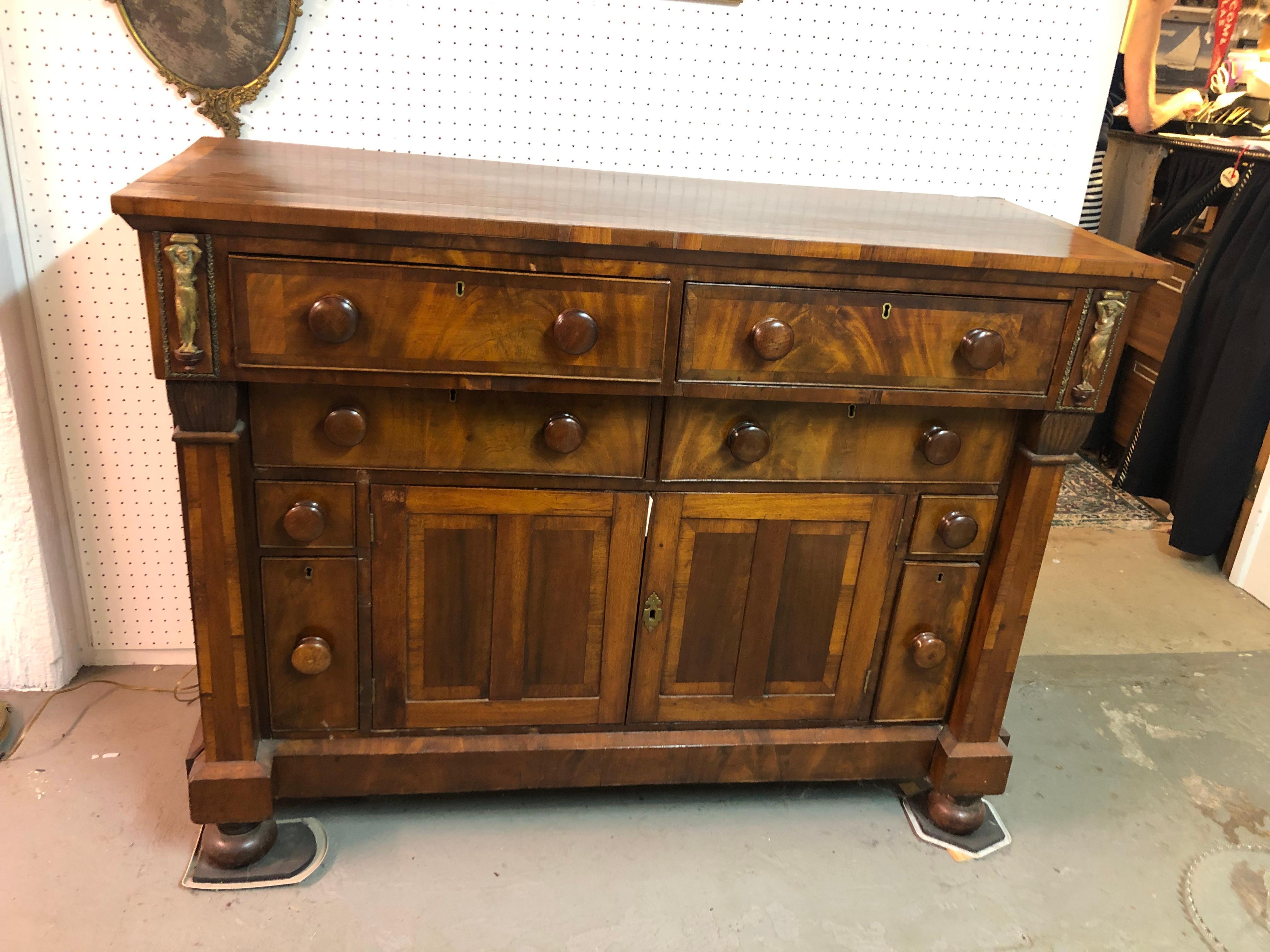 Early 19th Century Old World Empire Mahogany Sideboard with Figural Mounts 2