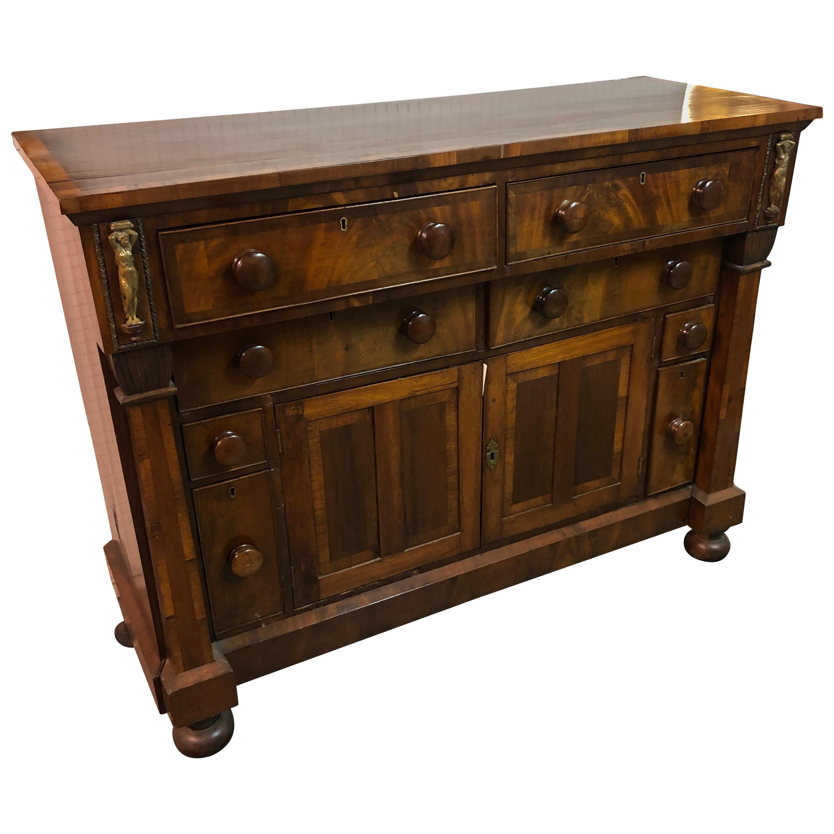 Early 19th Century Old World Empire Mahogany Sideboard with Figural Mounts