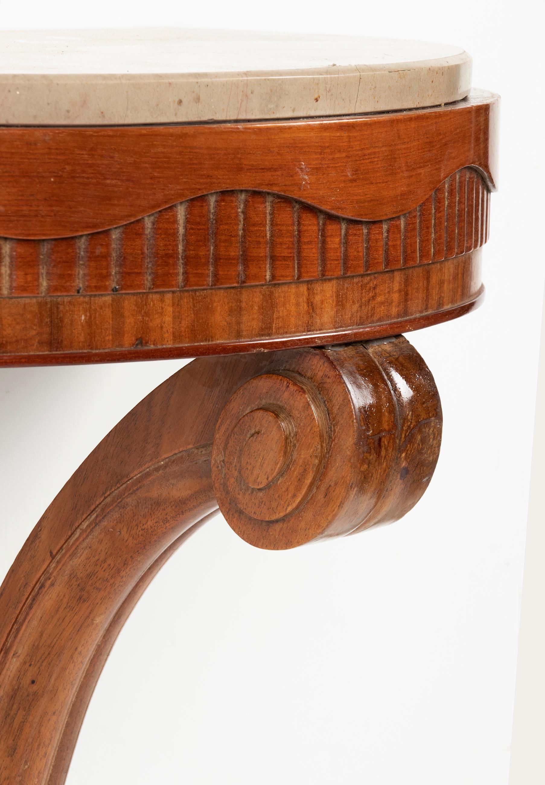 Early 19th Century One-Leg Beech Console Side Table Art Deco 4