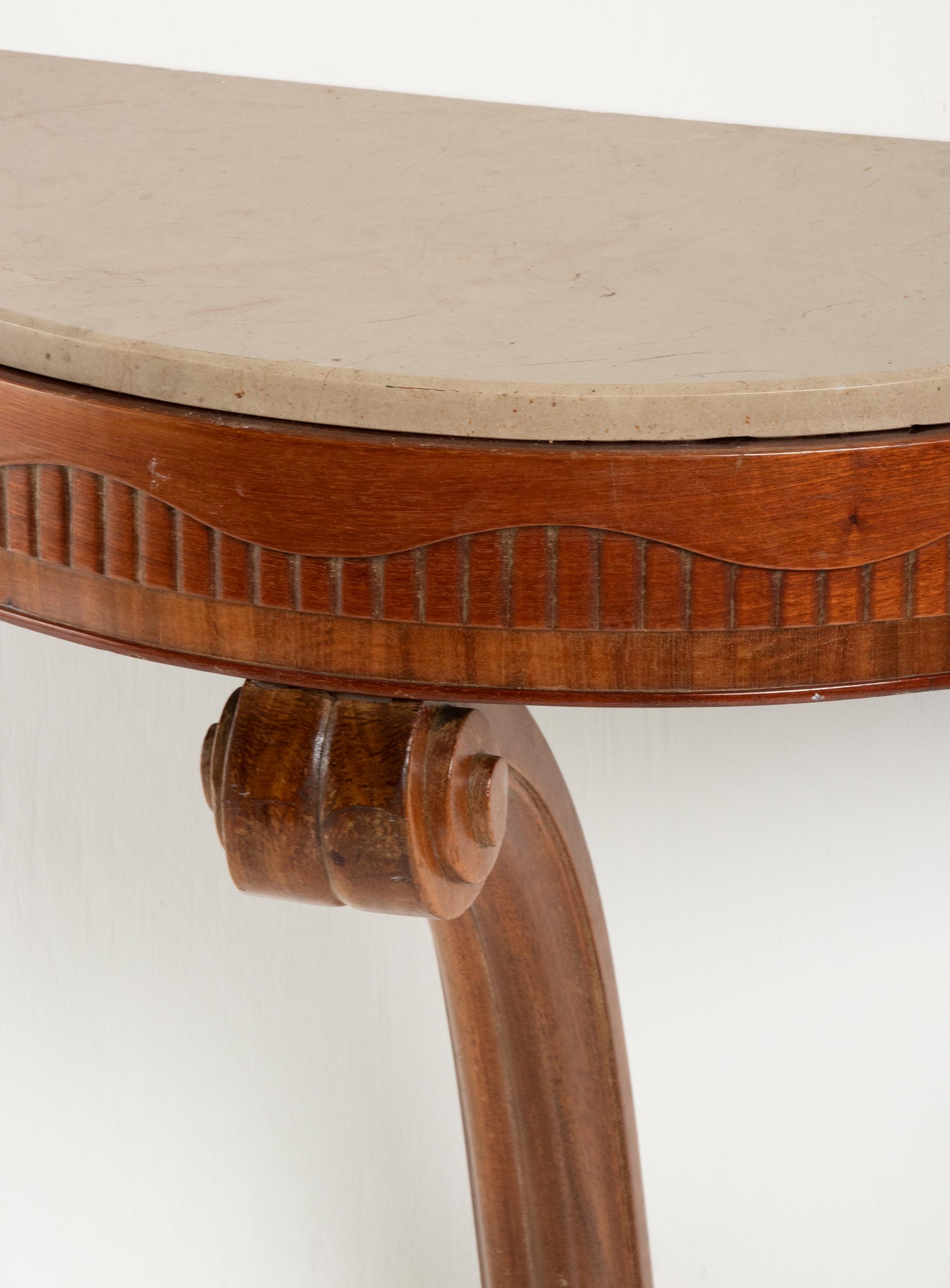 Early 19th Century One-Leg Beech Console Side Table Art Deco 5