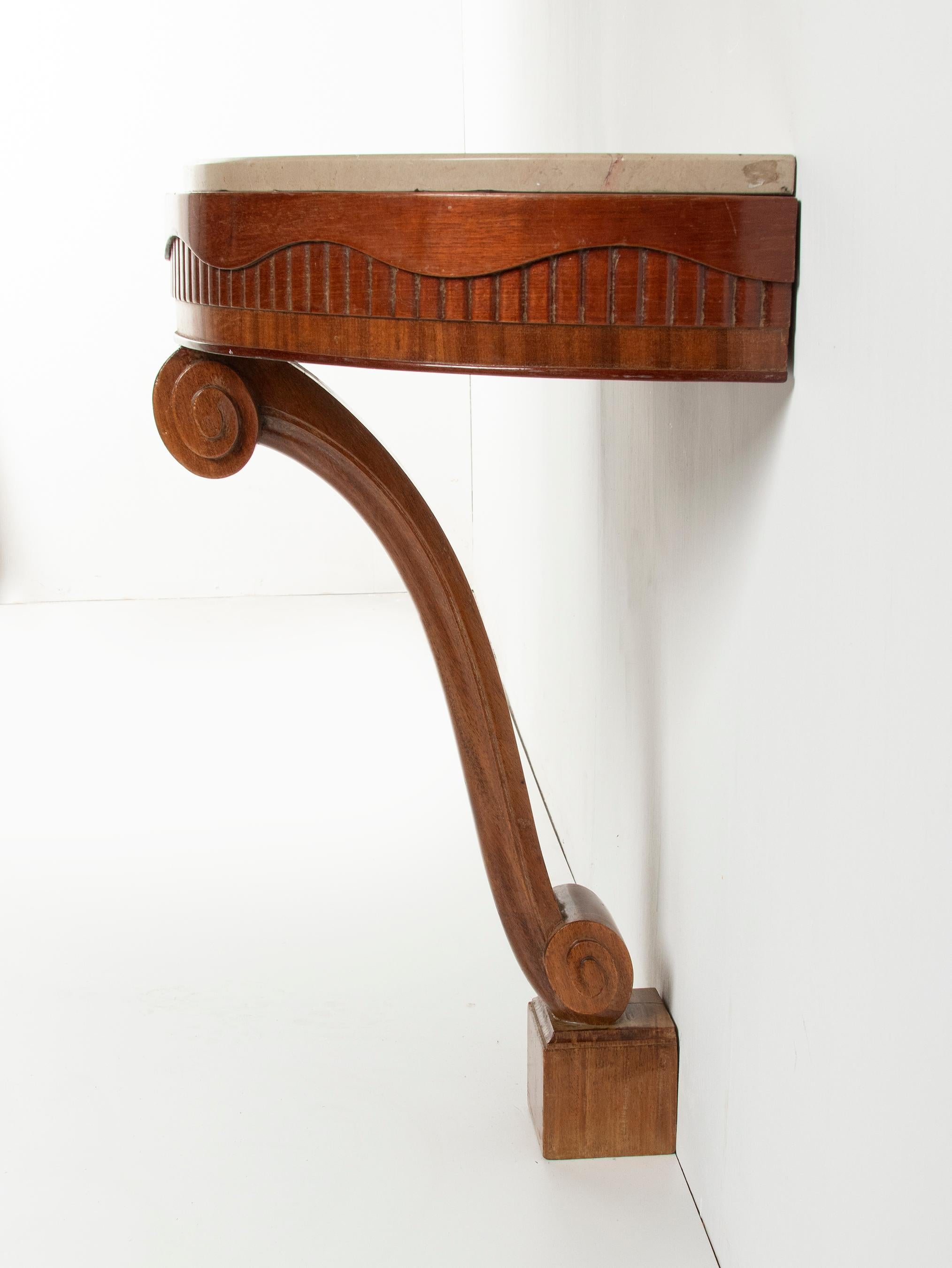 Early 19th Century One-Leg Beech Console Side Table Art Deco 6