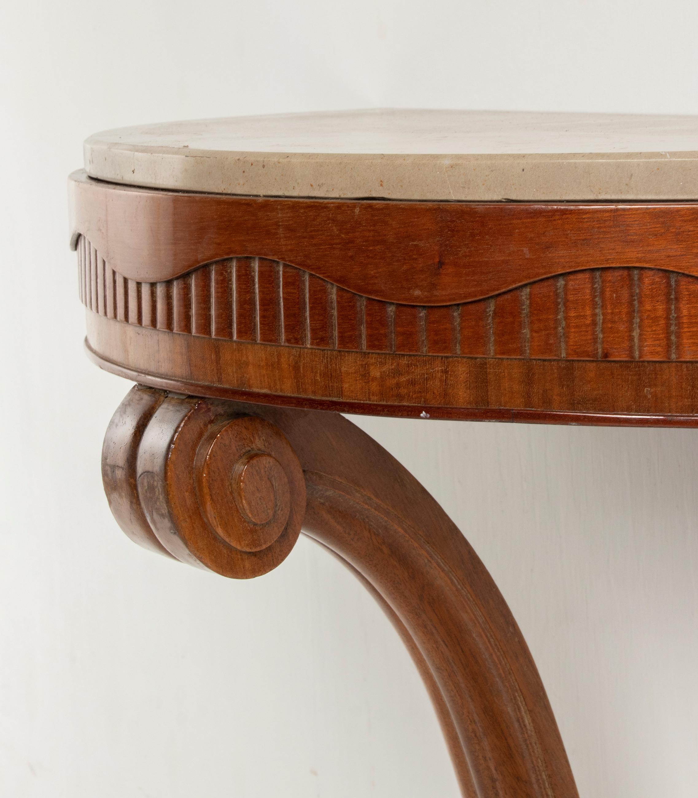 Early 19th Century One-Leg Beech Console Side Table Art Deco 7