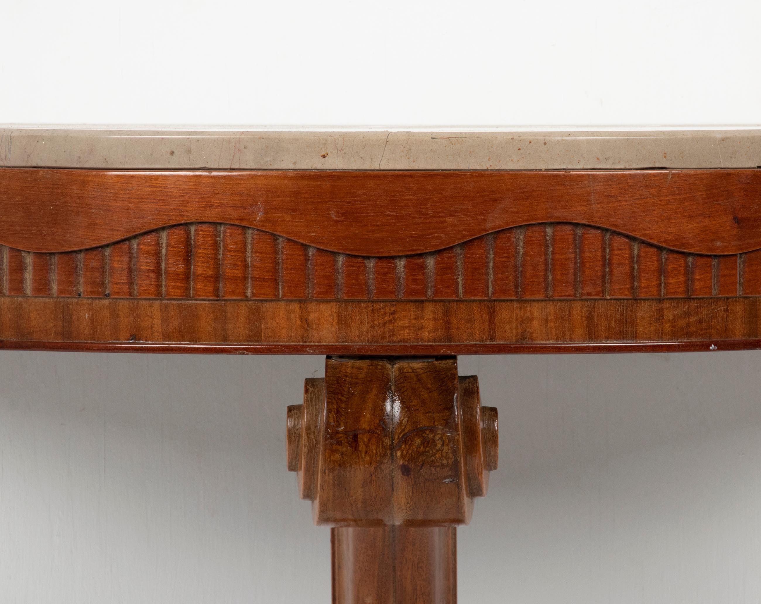 Early 19th Century One-Leg Beech Console Side Table Art Deco In Good Condition In Casteren, Noord-Brabant