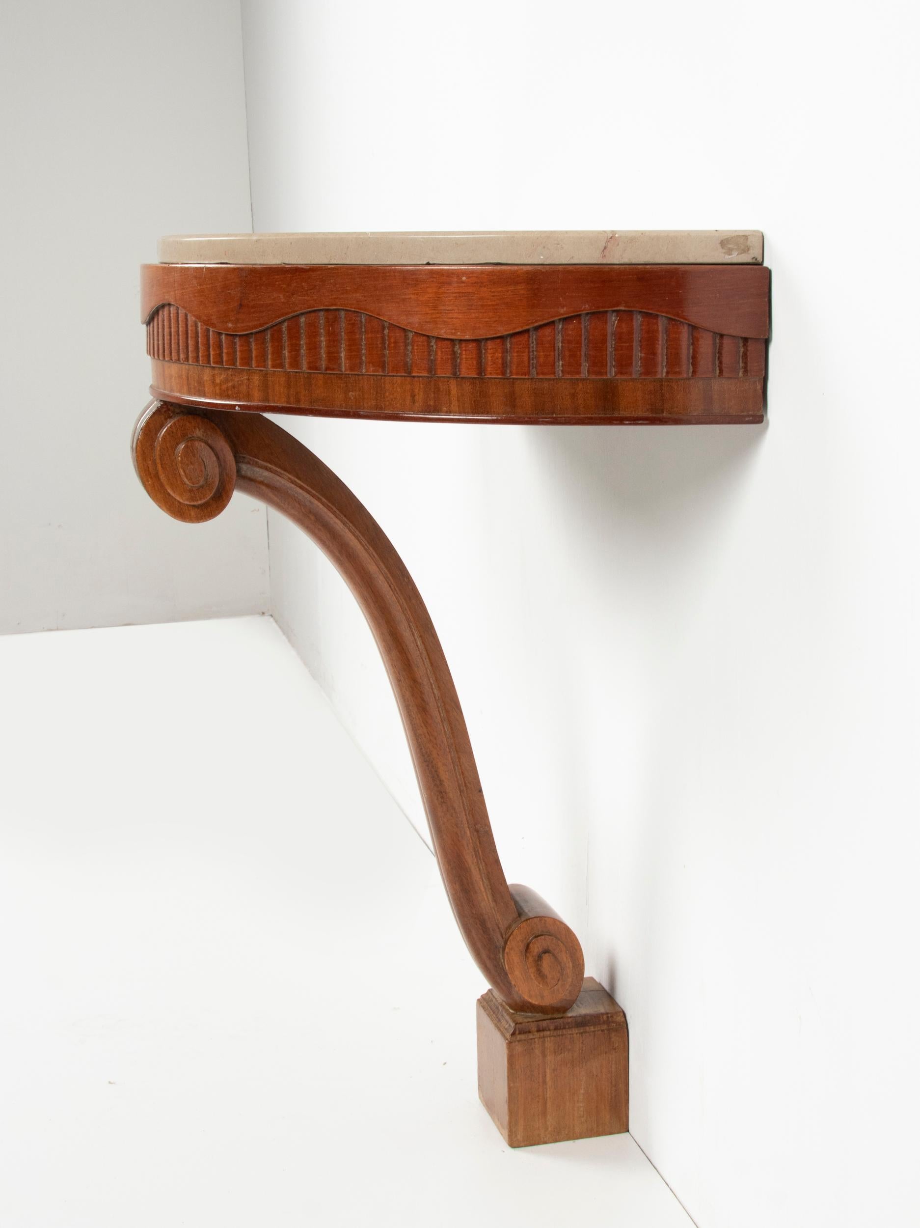 20th Century Early 19th Century One-Leg Beech Console Side Table Art Deco