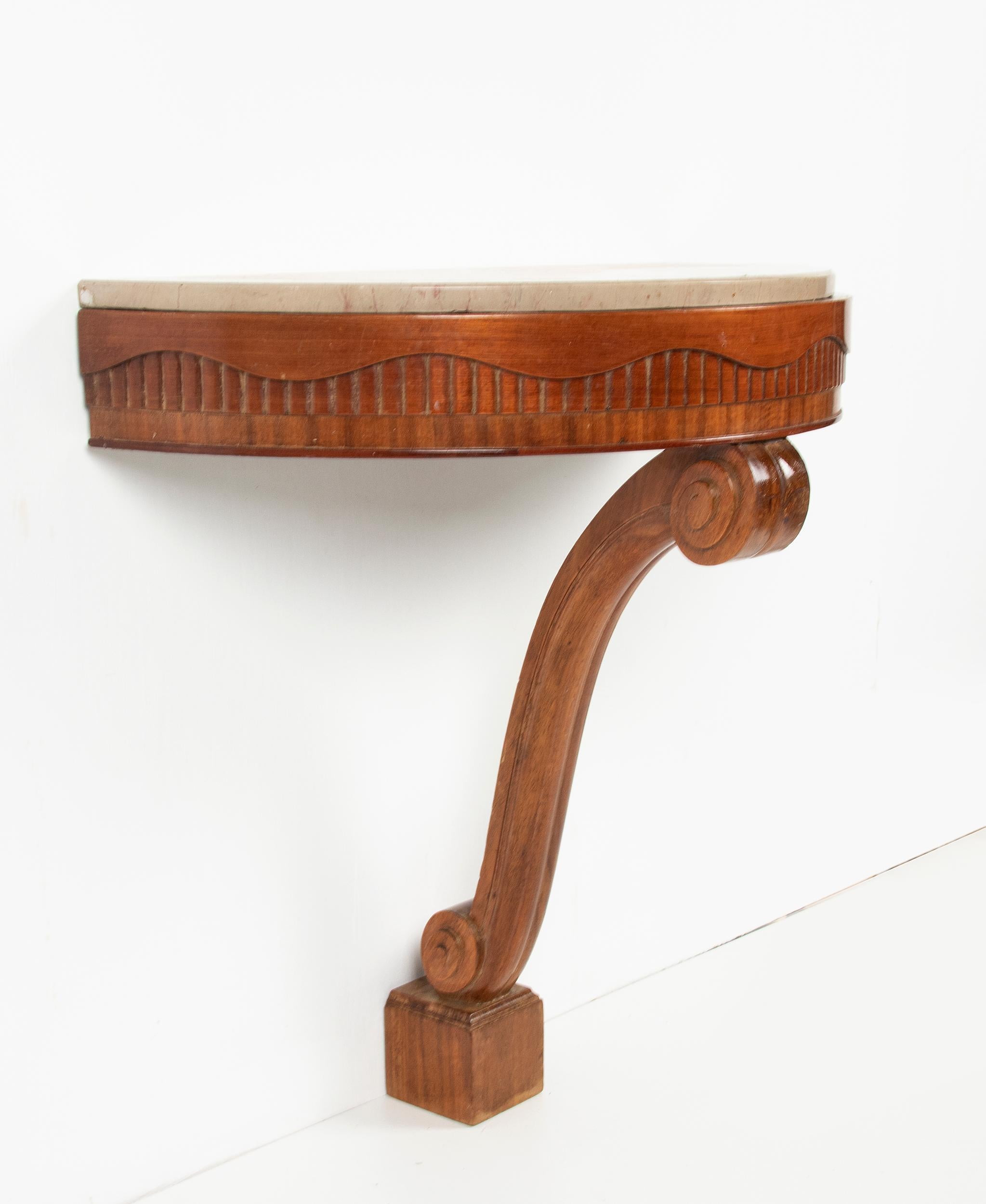 Early 19th Century One-Leg Beech Console Side Table Art Deco 2
