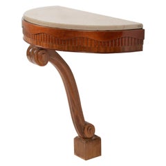 Early 19th Century One-Leg Beech Console Side Table Art Deco