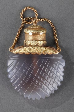 Early 19th Century Opaline Perfume Flask with Gold