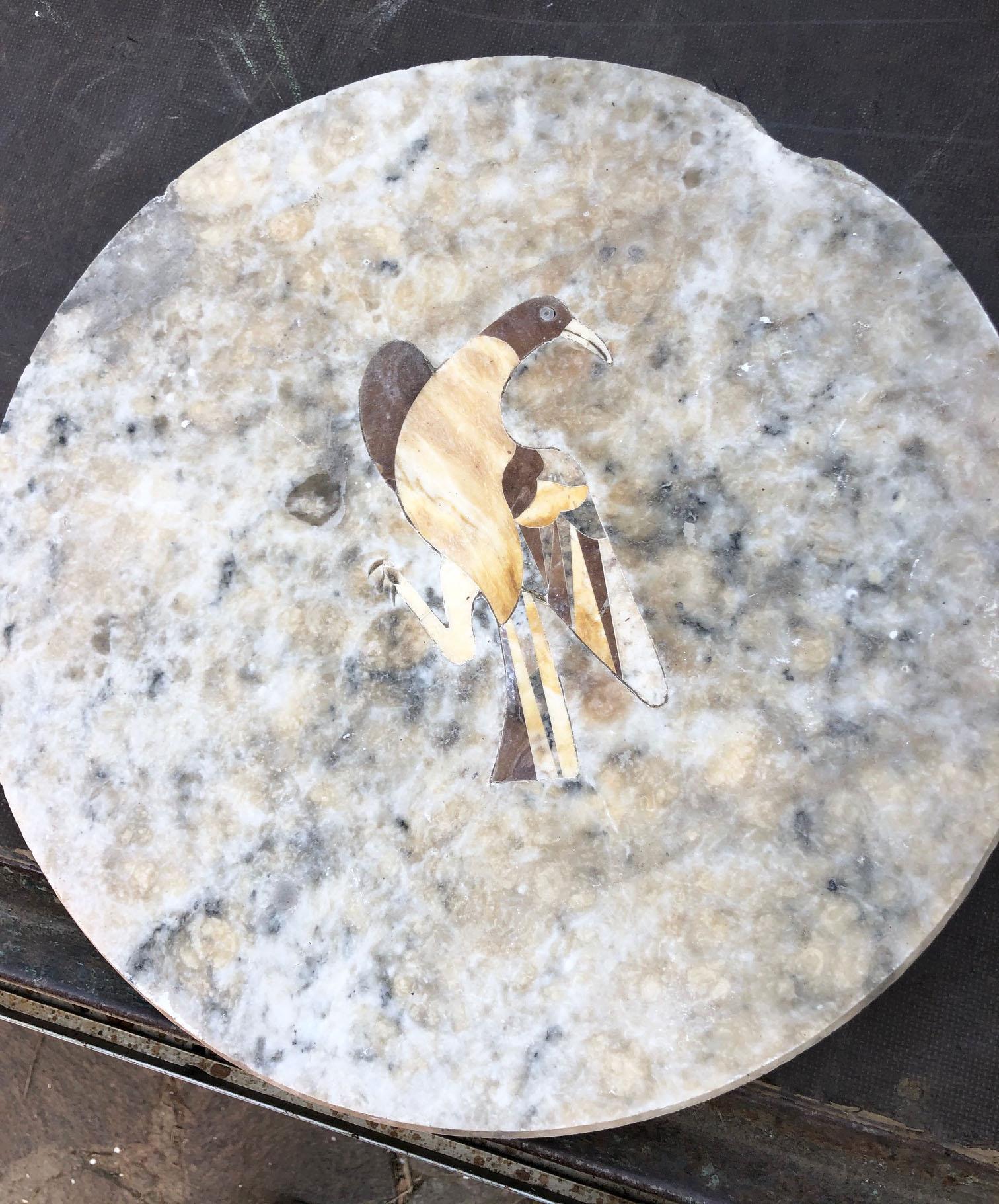  Original  Marble Table with Inlays Carrara Tuscany In Distressed Condition For Sale In Buggiano, IT