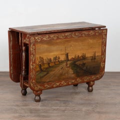Early 19th Century Original Hand Painted Dutch Drop Leaf Table Console