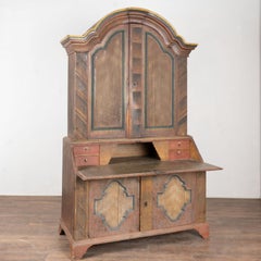 Frühes 19. Jahrhundert Original handbemalter schwedischer Sekretärschrank