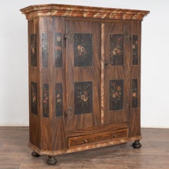 Early 19th Century Original Painted Break-Down Armoire with Flowers, Austria