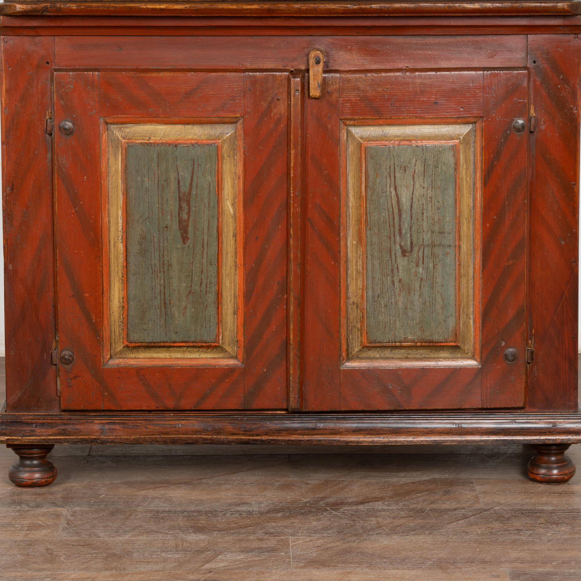 Early 19th Century Original Painted Swedish Four Door Cabinet Cupboard For Sale 5