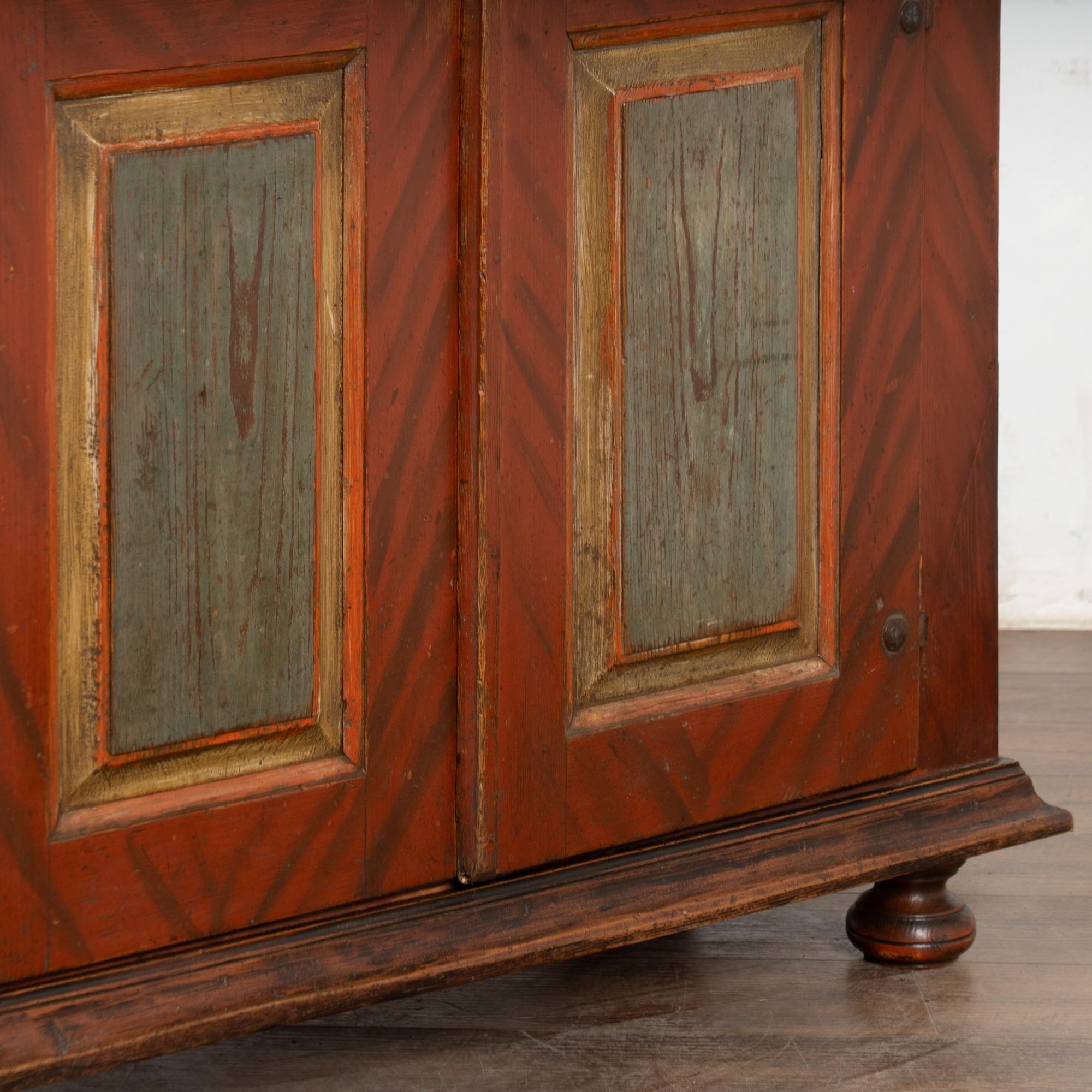 Early 19th Century Original Painted Swedish Four Door Cabinet Cupboard For Sale 6