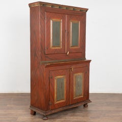 Early 19th Century Original Painted Swedish Four Door Cabinet Cupboard