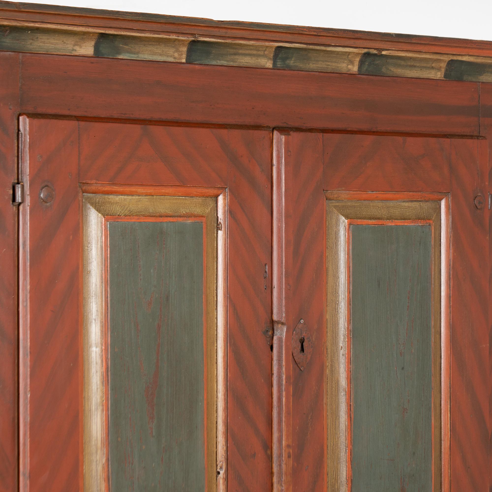Early 19th Century Original Painted Swedish Four Door Cabinet Cupboard For Sale 1