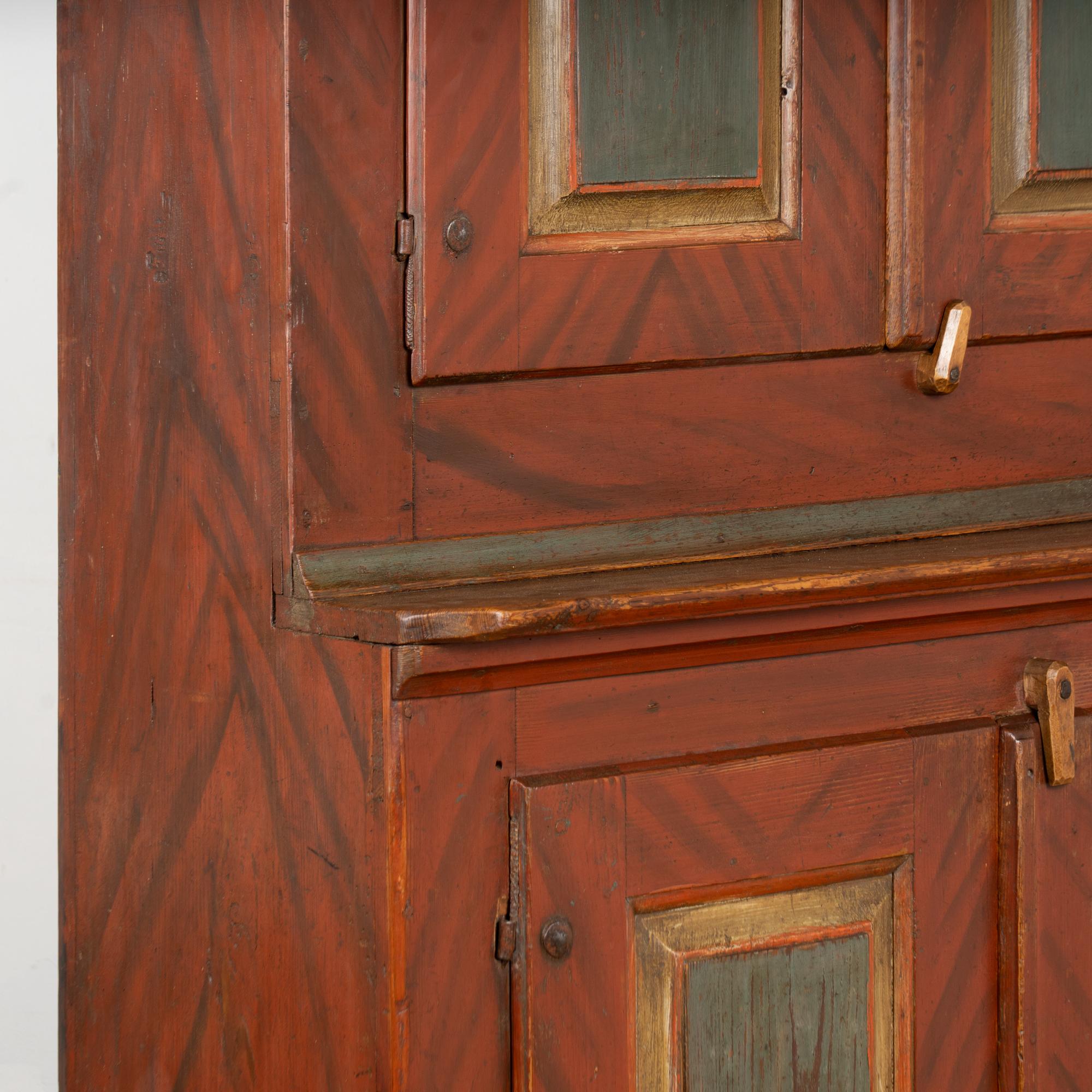 Early 19th Century Original Painted Swedish Four Door Cabinet Cupboard For Sale 2