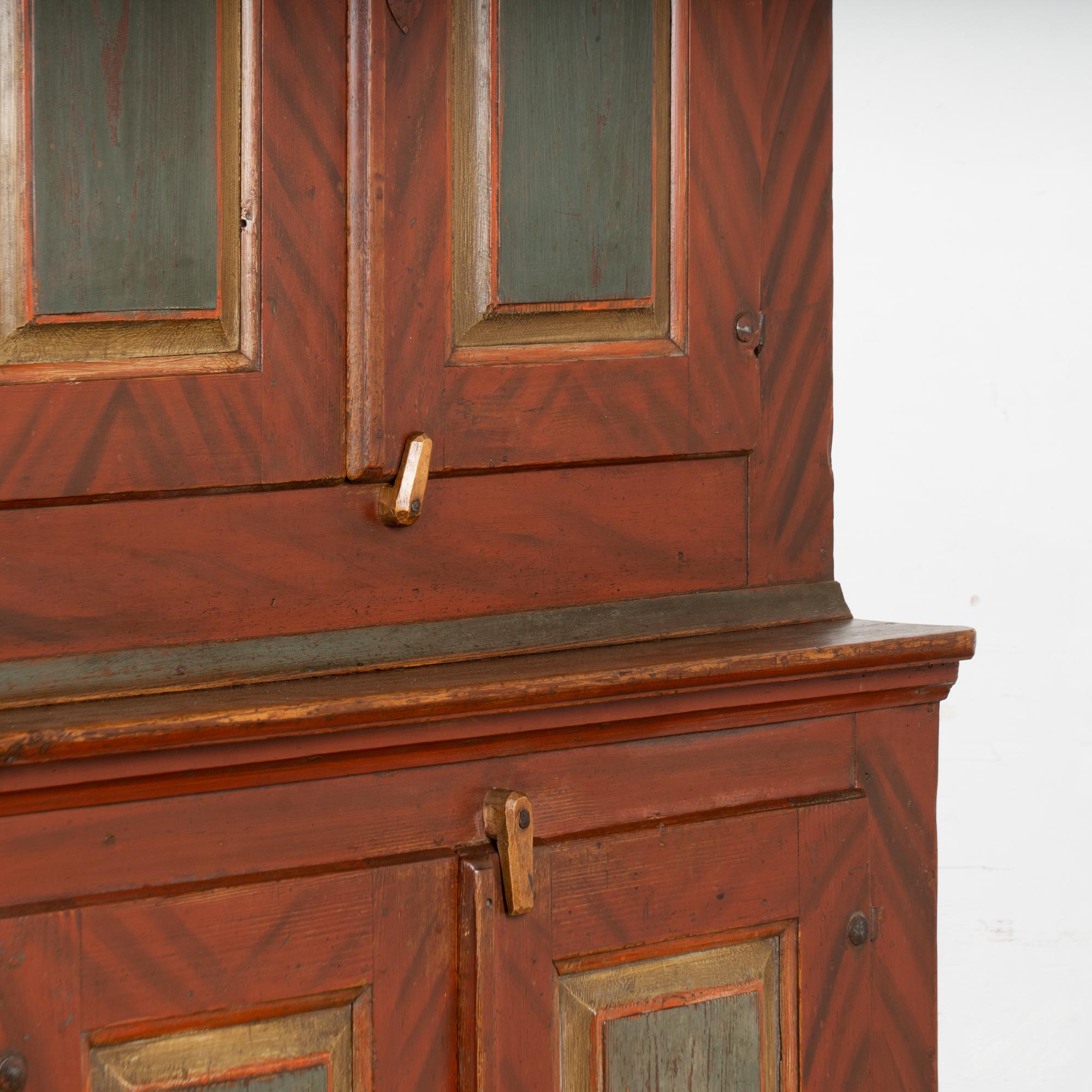 Early 19th Century Original Painted Swedish Four Door Cabinet Cupboard For Sale 3