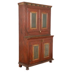Early 19th Century Original Painted Swedish Four Door Cabinet Cupboard