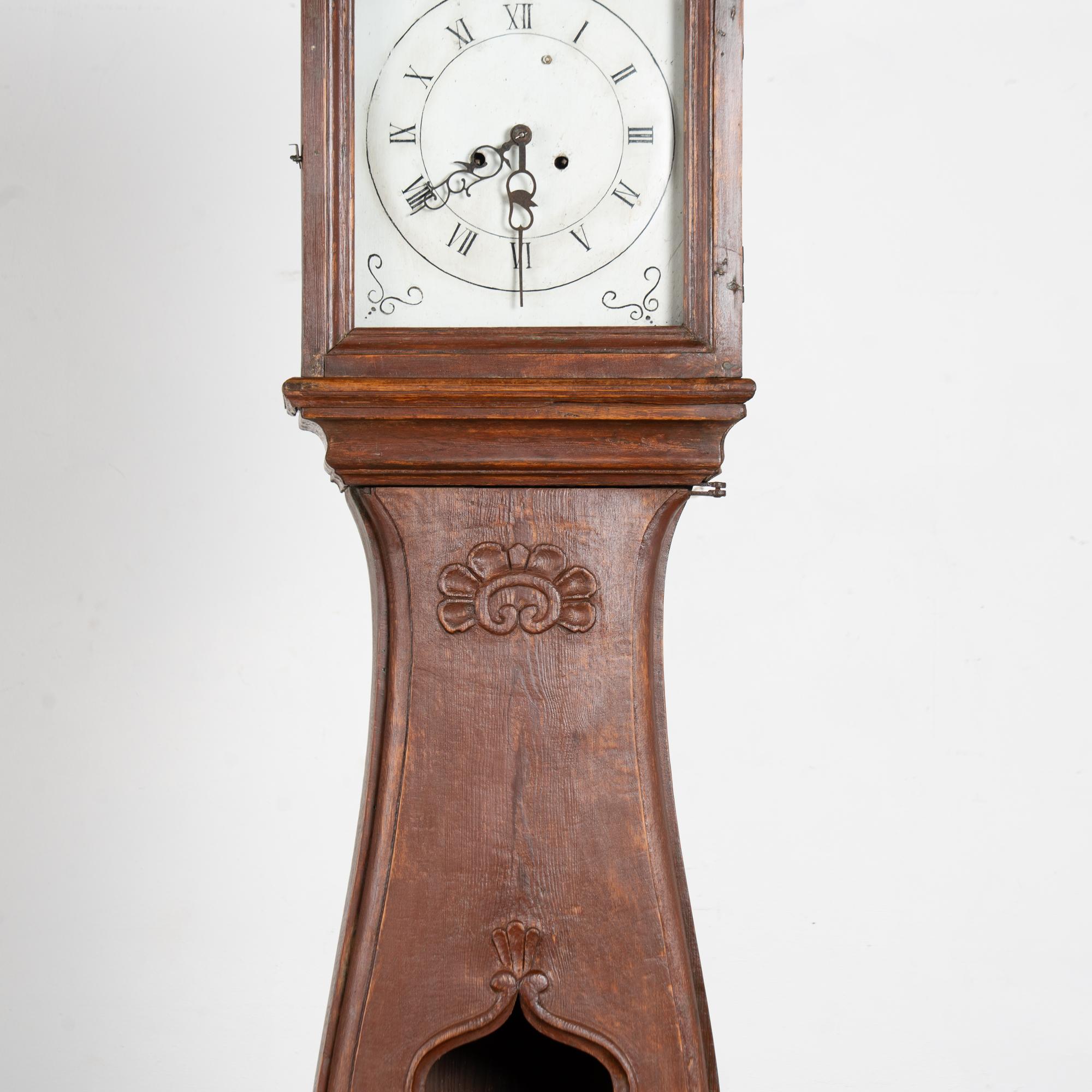 Early 19th Century Original Painted Swedish Mora Grandfather Clock For Sale 7
