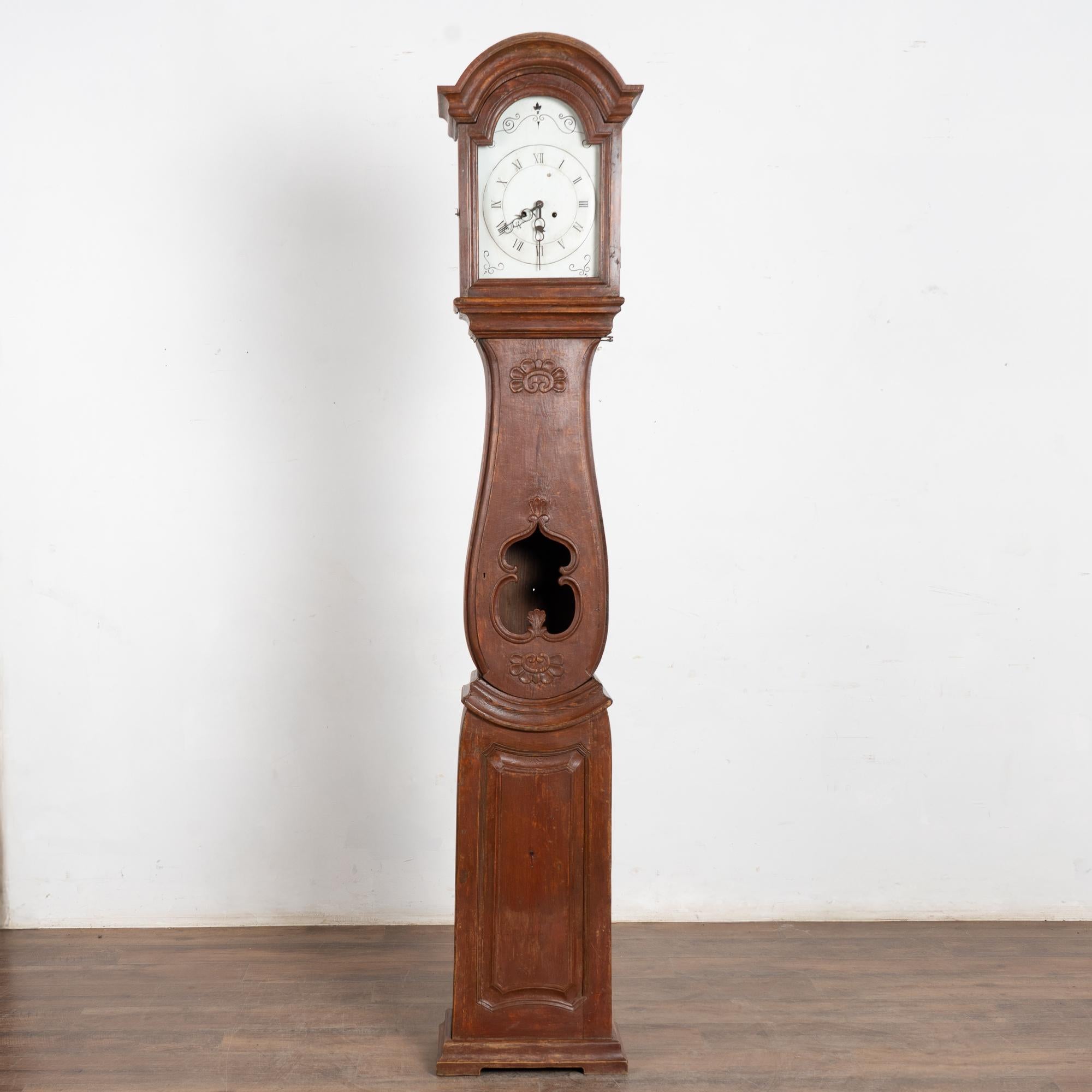 Gustavian Early 19th Century Original Painted Swedish Mora Grandfather Clock For Sale