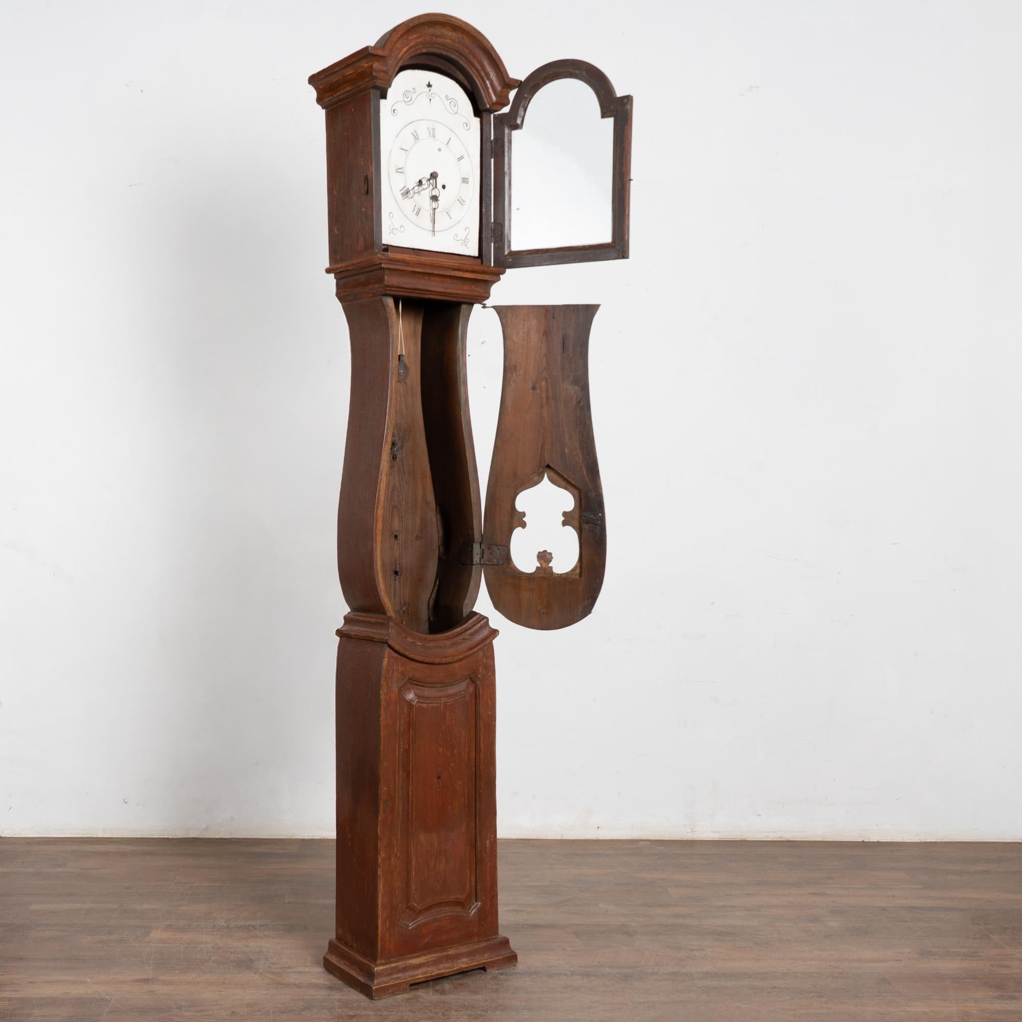Hand-Crafted Early 19th Century Original Painted Swedish Mora Grandfather Clock For Sale